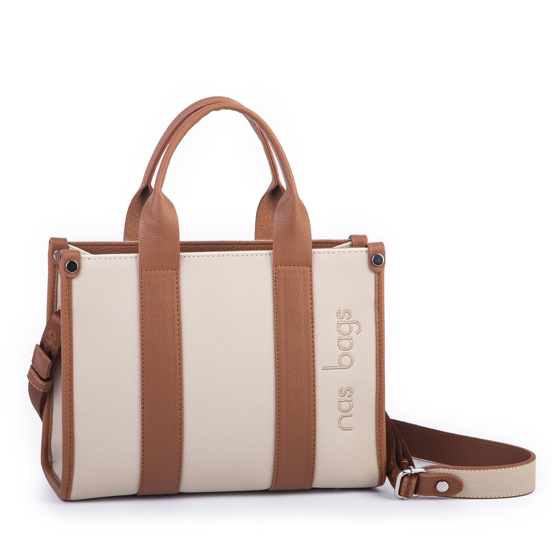 Nas Bag Kadın Mini Tote Suni Deri El ve Omuz Çantası Kum Taba Lacst