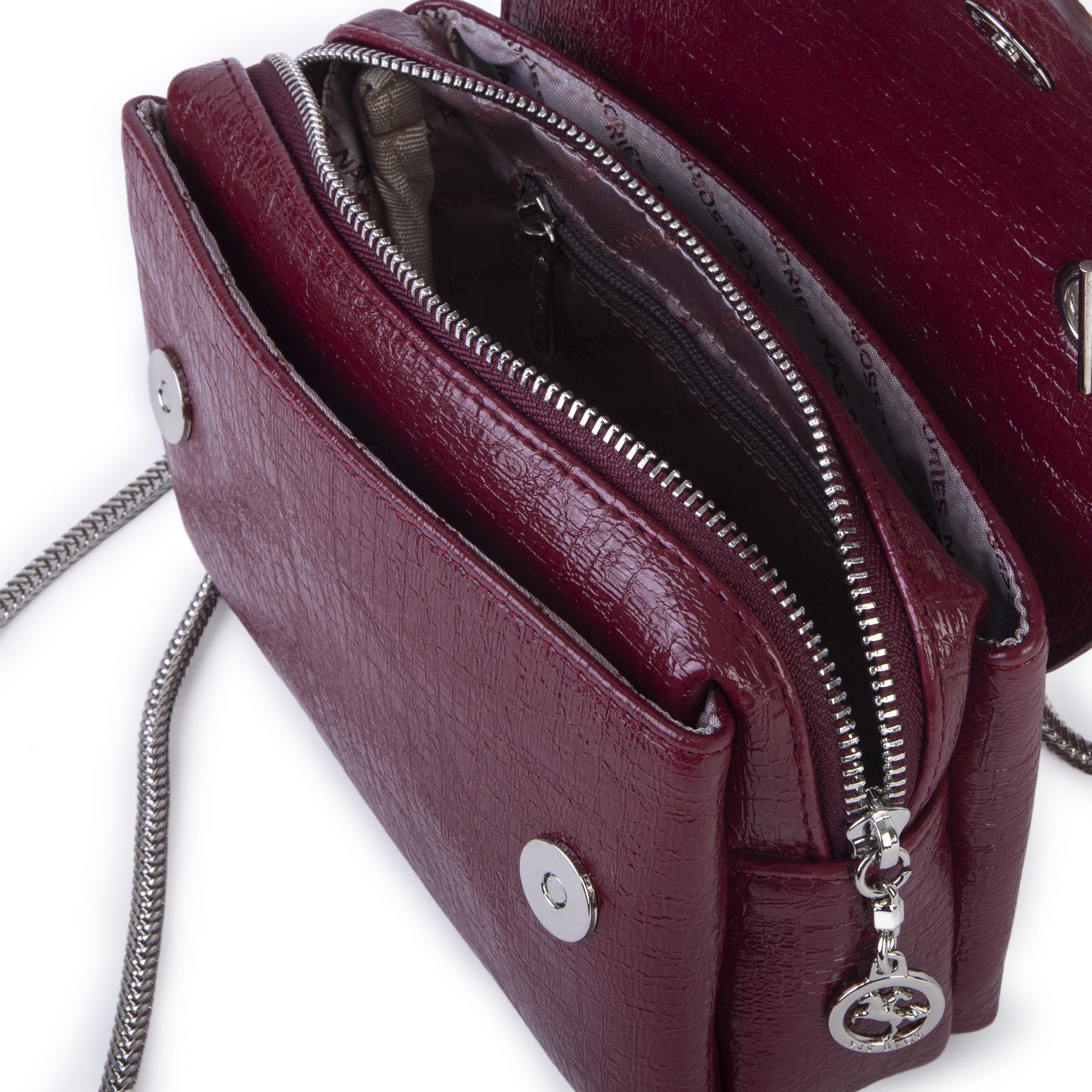 Nas Bag Kadın Mini Zincirli Omuz ve Çapraz  Çanta Bordo ( 19x10 cm )