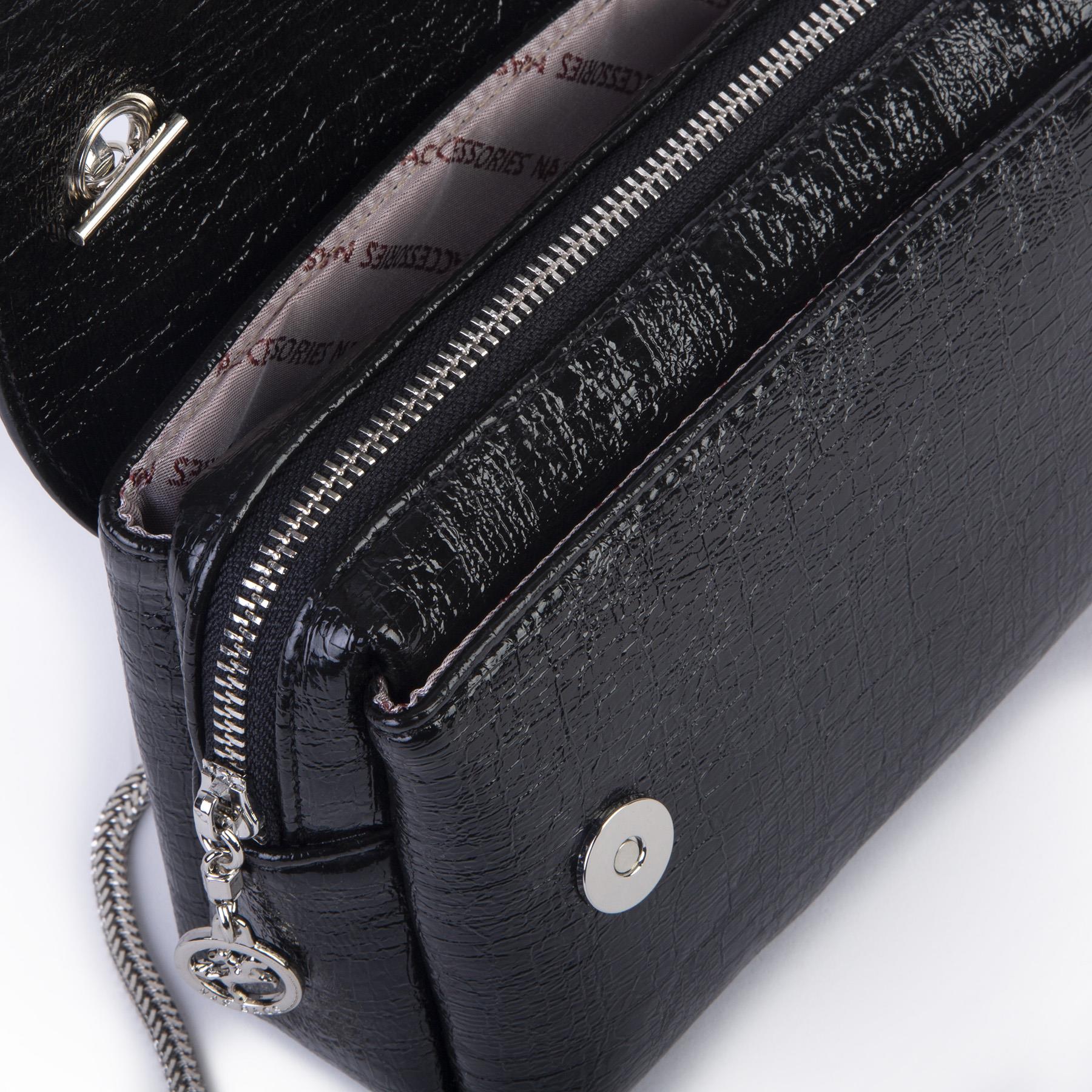 Nas Bag Kadın Mini Zincirli Omuz ve Çapraz  Çanta Siyah ( 19x10 cm )