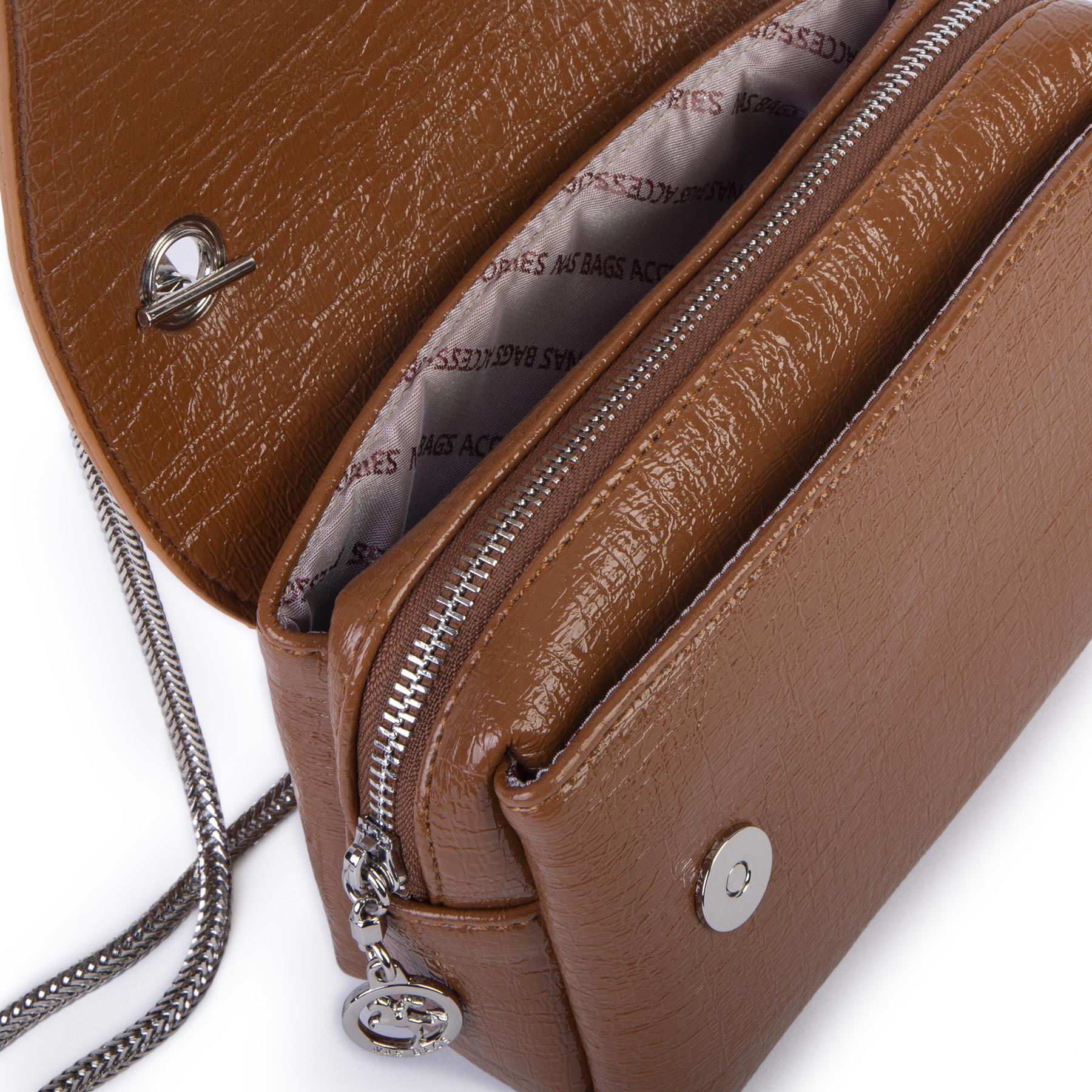 Nas Bag Kadın Mini Zincirli Omuz ve Çapraz  Çanta Taba ( 19x10 cm )
