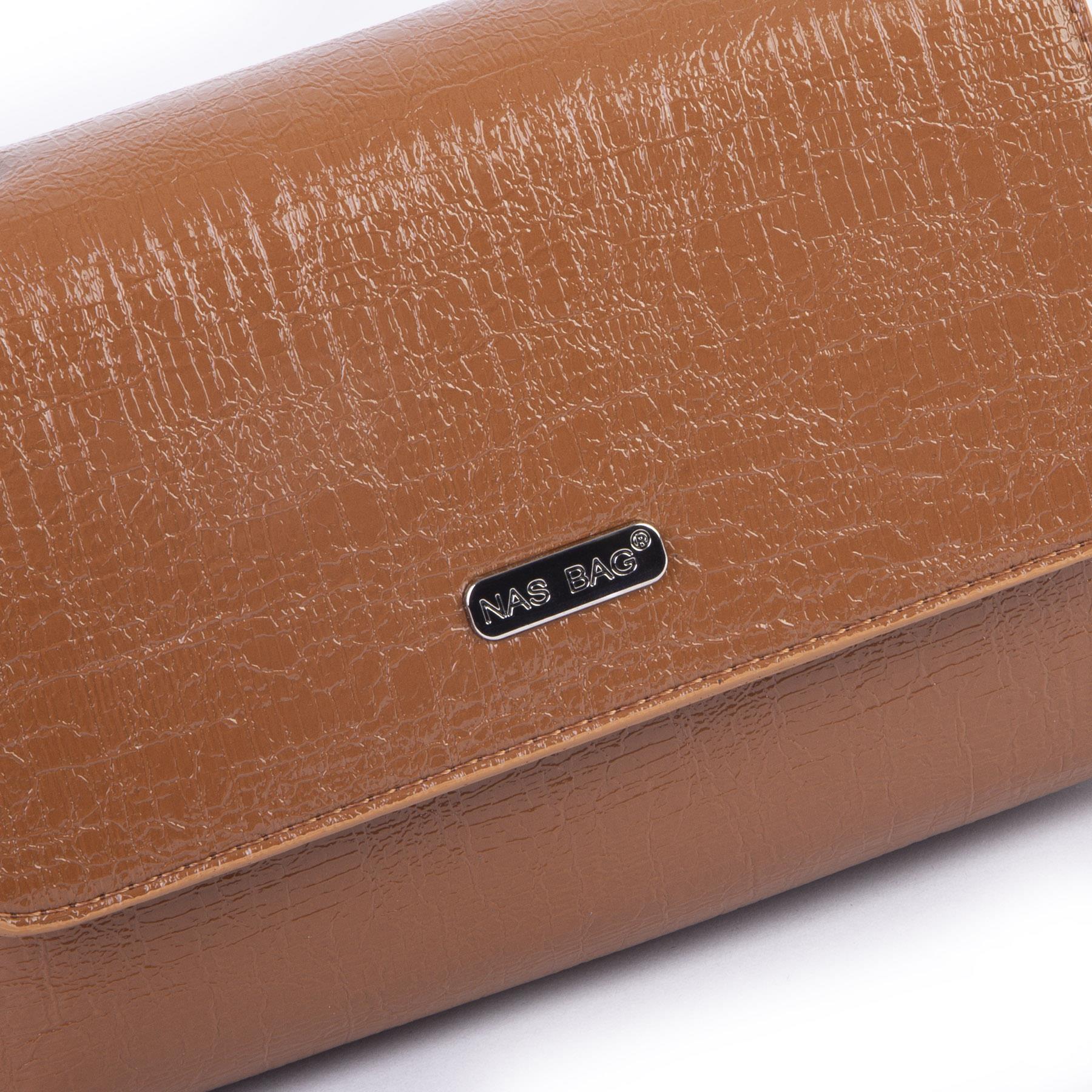 Nas Bag Kadın Mini Zincirli Omuz ve Çapraz  Çanta Taba ( 19x10 cm )