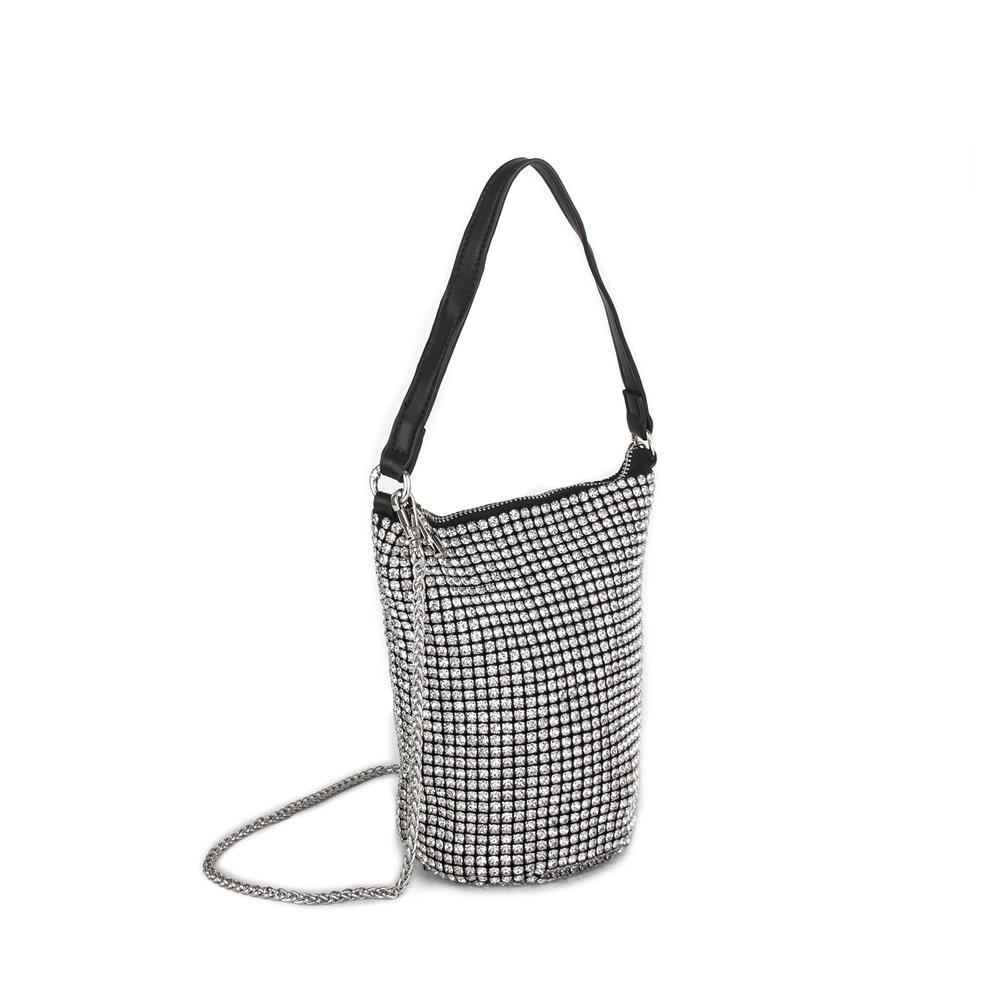 Nas Bag Kadın Çapraz  Çanta  Black White Diamond Siyah Taşlı Çanta
