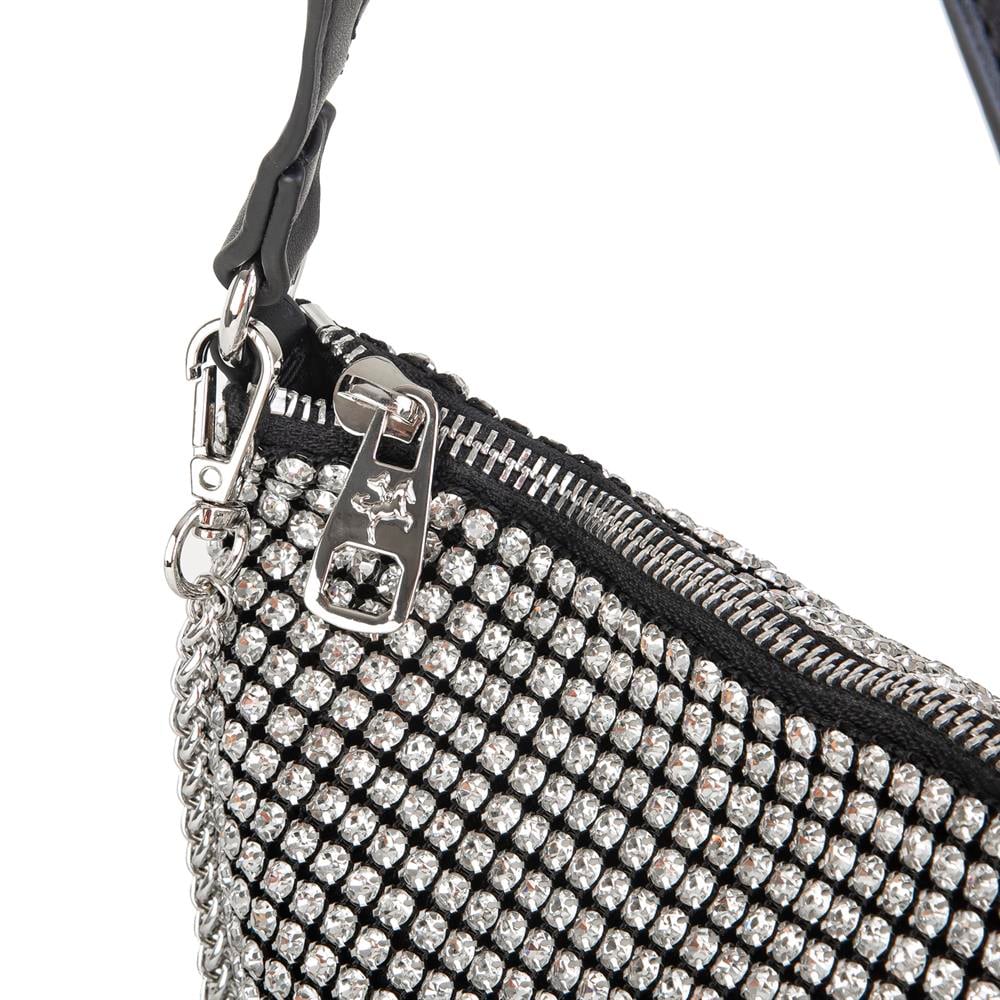 Nas Bag Kadın Çapraz  Çanta  Black White Diamond Siyah Taşlı Çanta