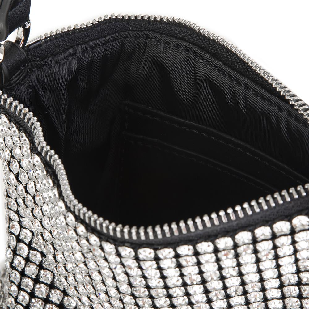 Nas Bag Kadın Çapraz  Çanta  Black White Diamond Siyah Taşlı Çanta
