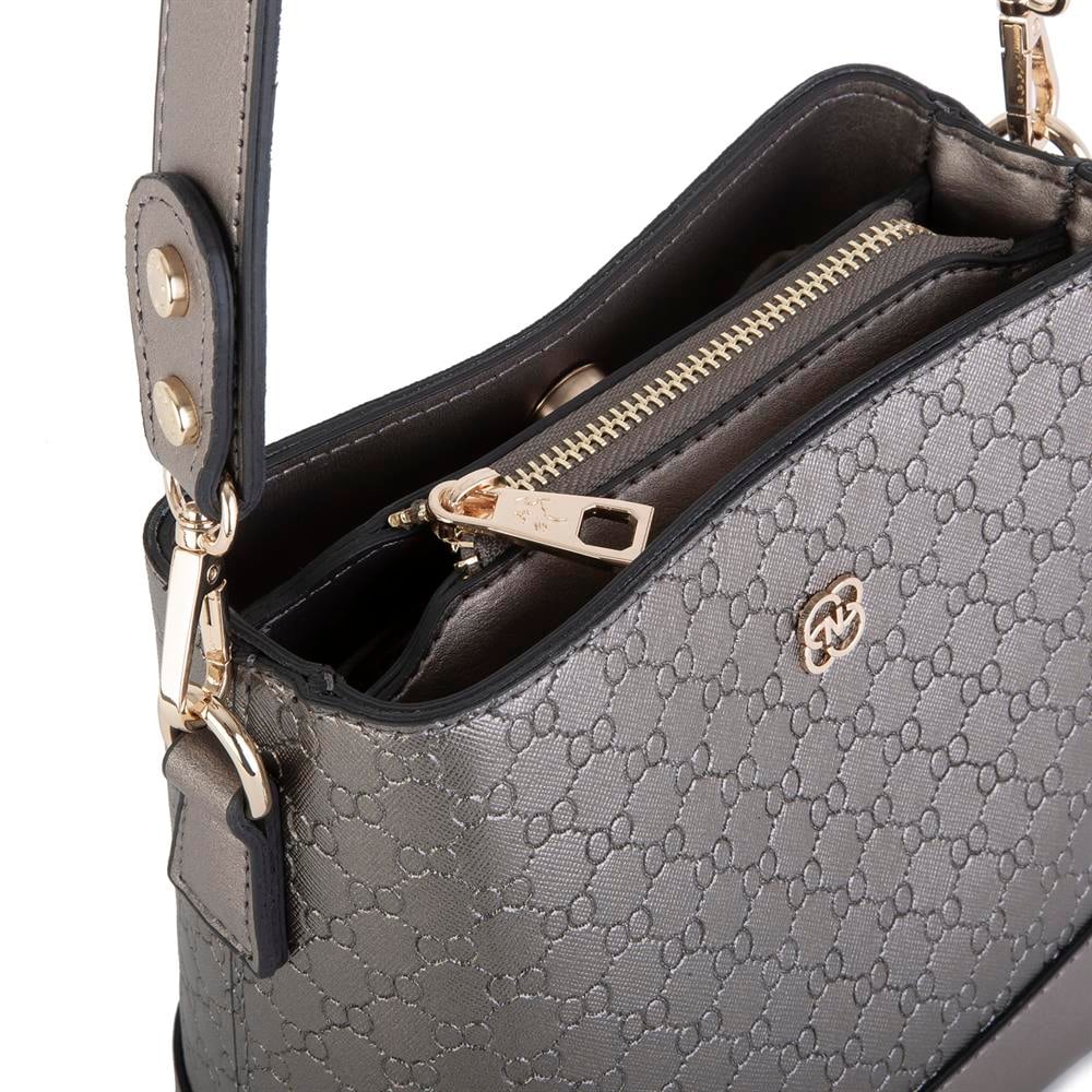 Nas Bag Kadın Mini Omuz ve Çapraz Çantası  Gri Prd(en; 19 cm,  boy;19 cm)