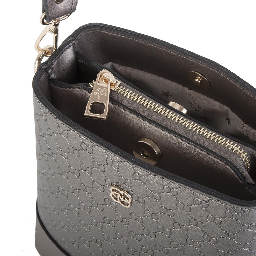 Nas Bag Kadın Mini Omuz ve Çapraz Çantası  Gri Prd(en; 19 cm,  boy;19 cm)