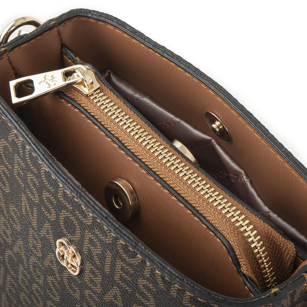 Nas Bag Kadın Mini Omuz ve Çapraz Çantası Kahve Taba Yazılı(en;19 cm , boy;19 cm)