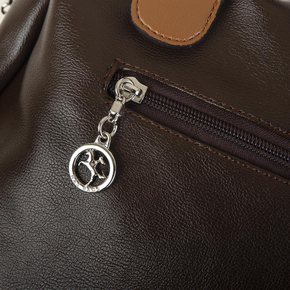Nas Bag Kadın Büyük Boy Omuz Çantası Kahve Taba