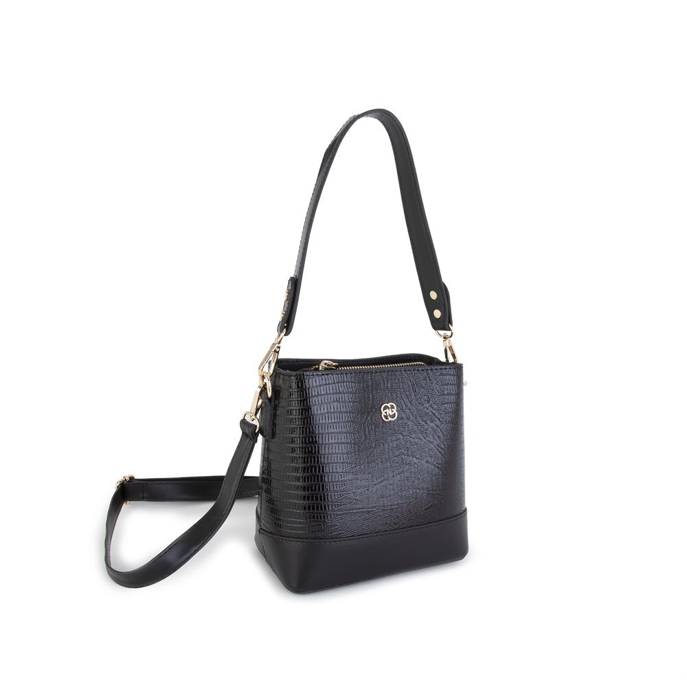 Nas Bag Kadın Mini Omuz ve Çapraz Çantası Siyah Lazer(en: 19 cm ; boy: 19 cm)