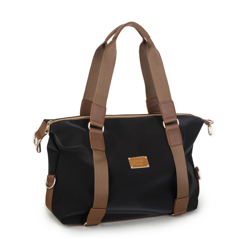 Nas Bag Extra Büyük Boy Omuz Çantası Siyah Taba Buzzy ( eni 44 cm , boyu 32 cm)