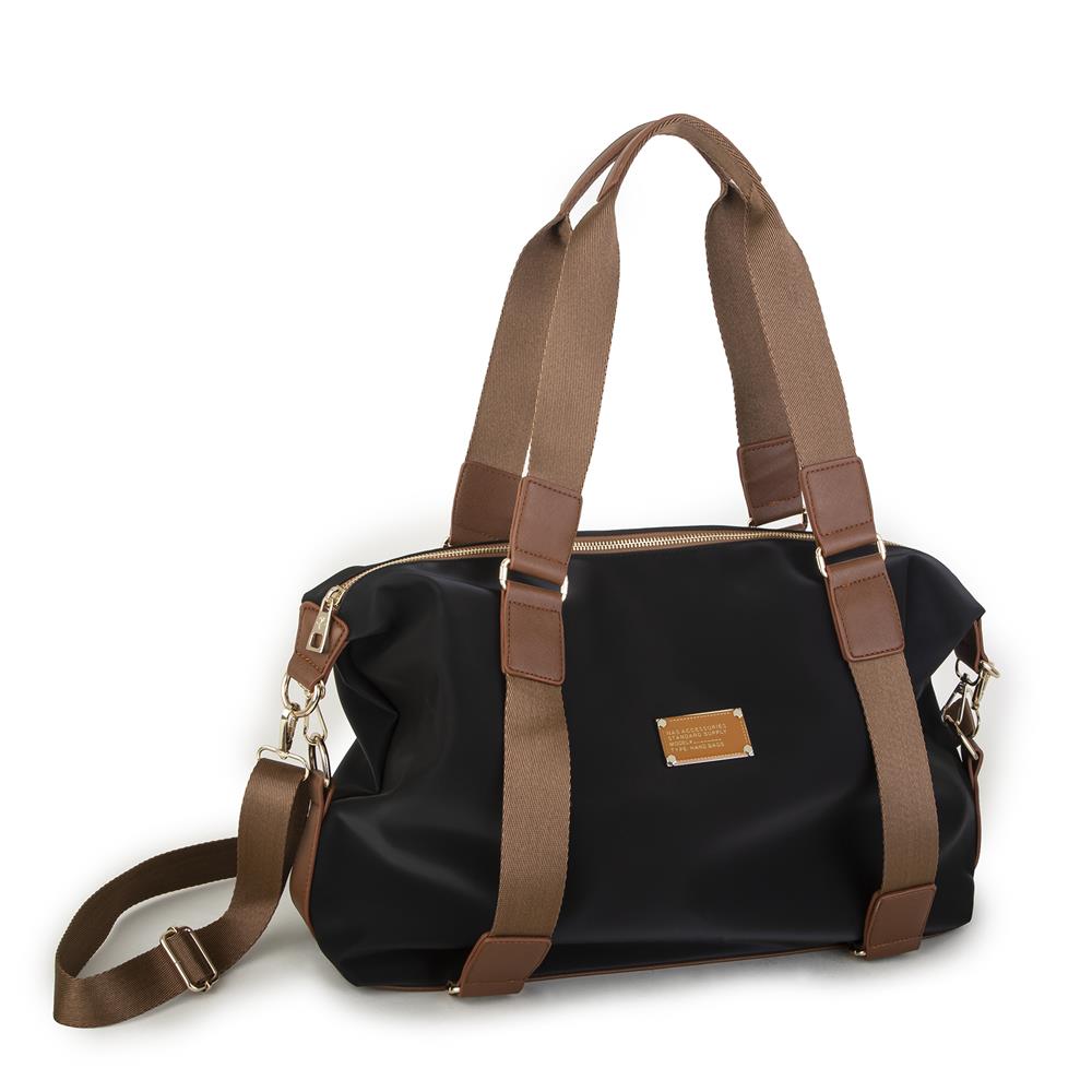 Nas Bag Extra Büyük Boy Omuz Çantası Siyah Taba Buzzy ( eni 44 cm , boyu 32 cm)