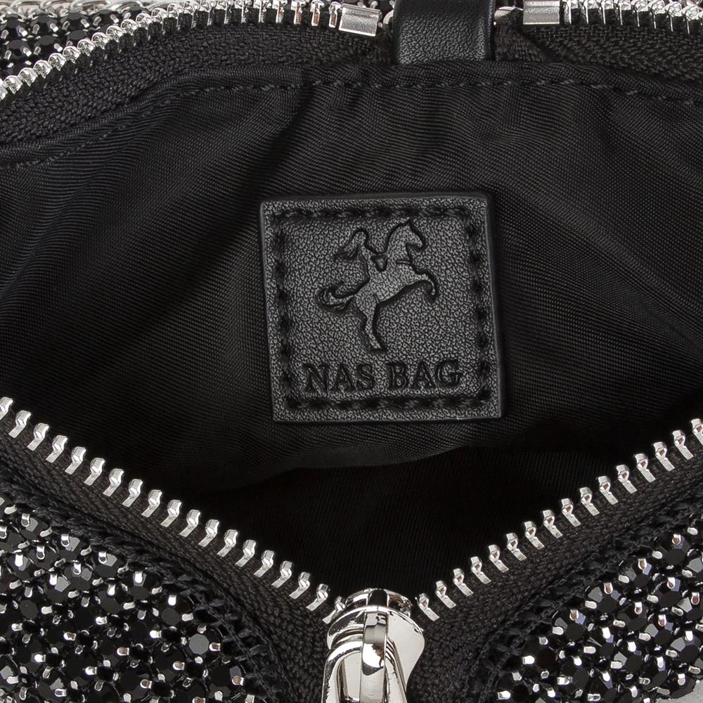 Nas Bag Kadın Çapraz Çanta Siyah White Diamond Siyah Taşlı Şık  Askılı Üçgen Çanta