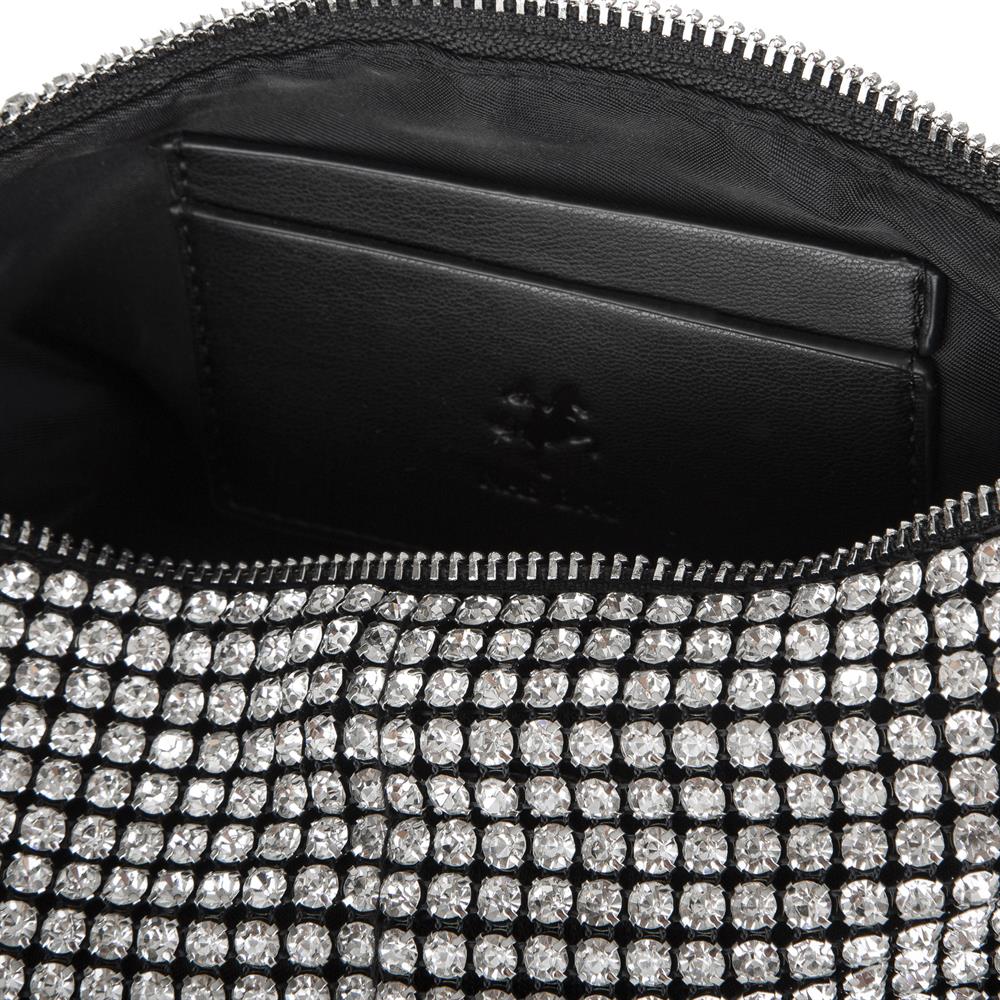 Nas Bag Kadın Çapraz Çanta  Siyah White Diamond Siyah Taşlı Şık  Askılı Çanta-a978