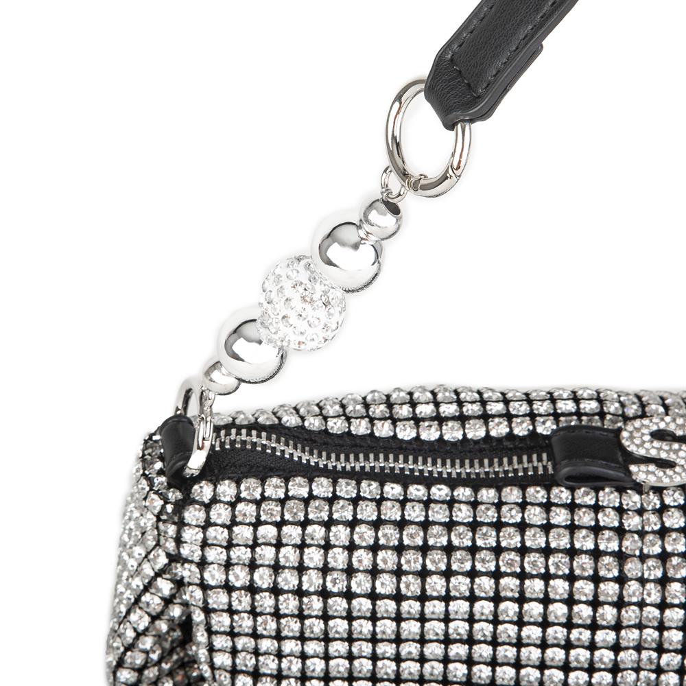 Nas Bag Kadın Çapraz Çanta  Siyah White Diamond Siyah Taşlı Şık  Askılı Çanta-a978