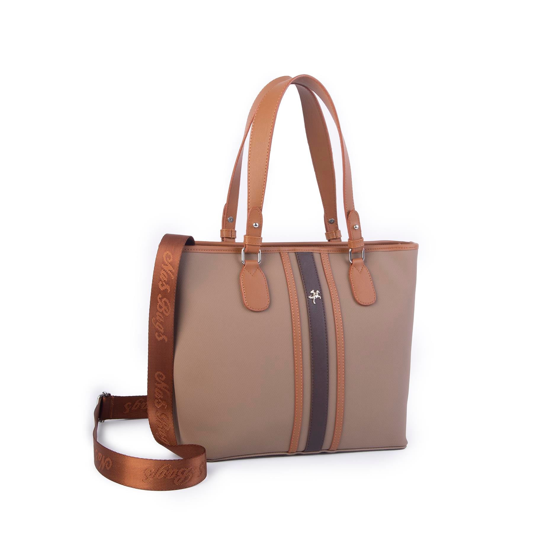 Nas Bag Kadın Omuz Çantası Spor Şık Ayarlanabilir Omuz Askılı  Kum Taba Kahve  Lacst (33x27x12 cm )
