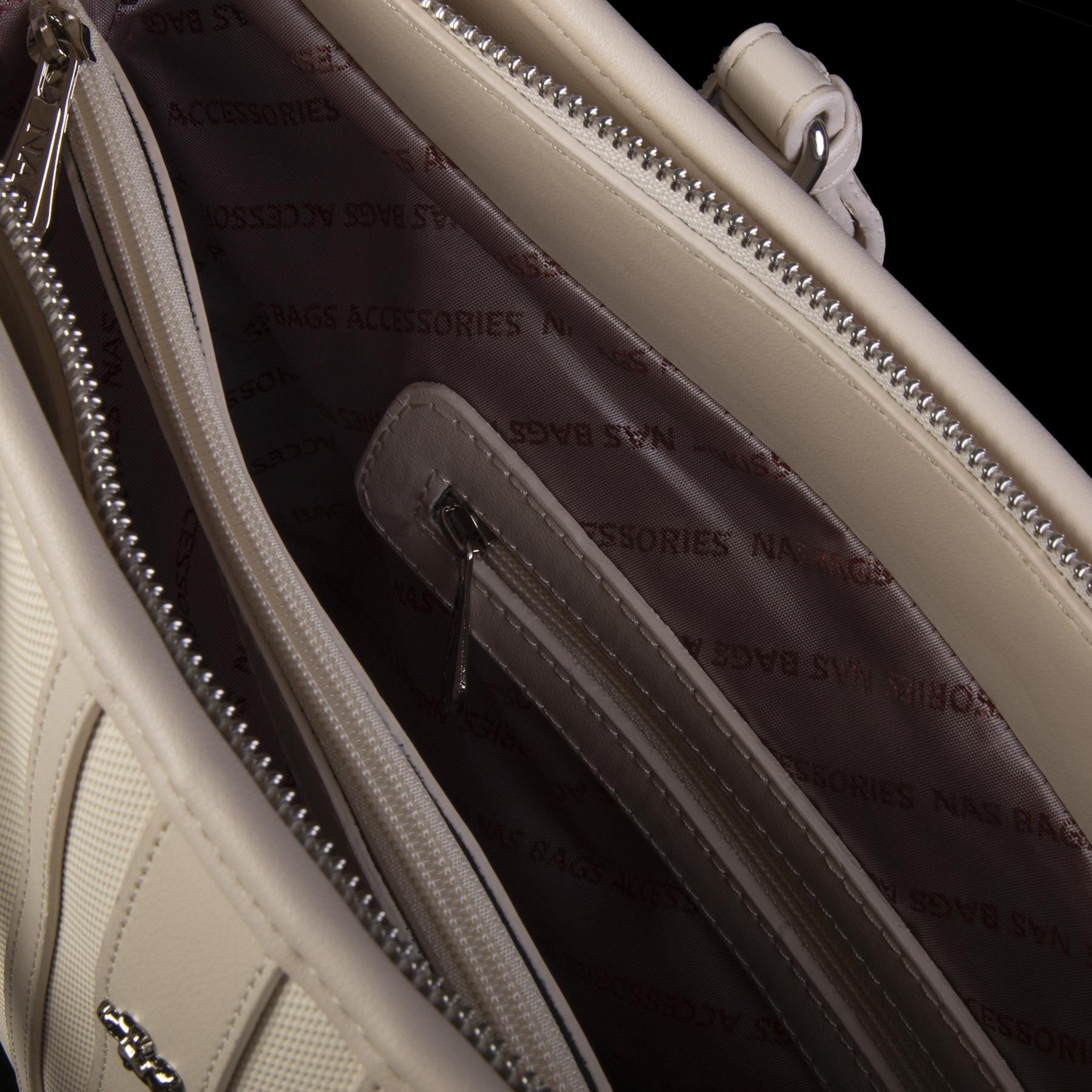 Nas Bag Kadın Omuz Çantası Spor Şık Ayarlanabilir Omuz Askılı  Krem  Lacst (33x27x12 cm )