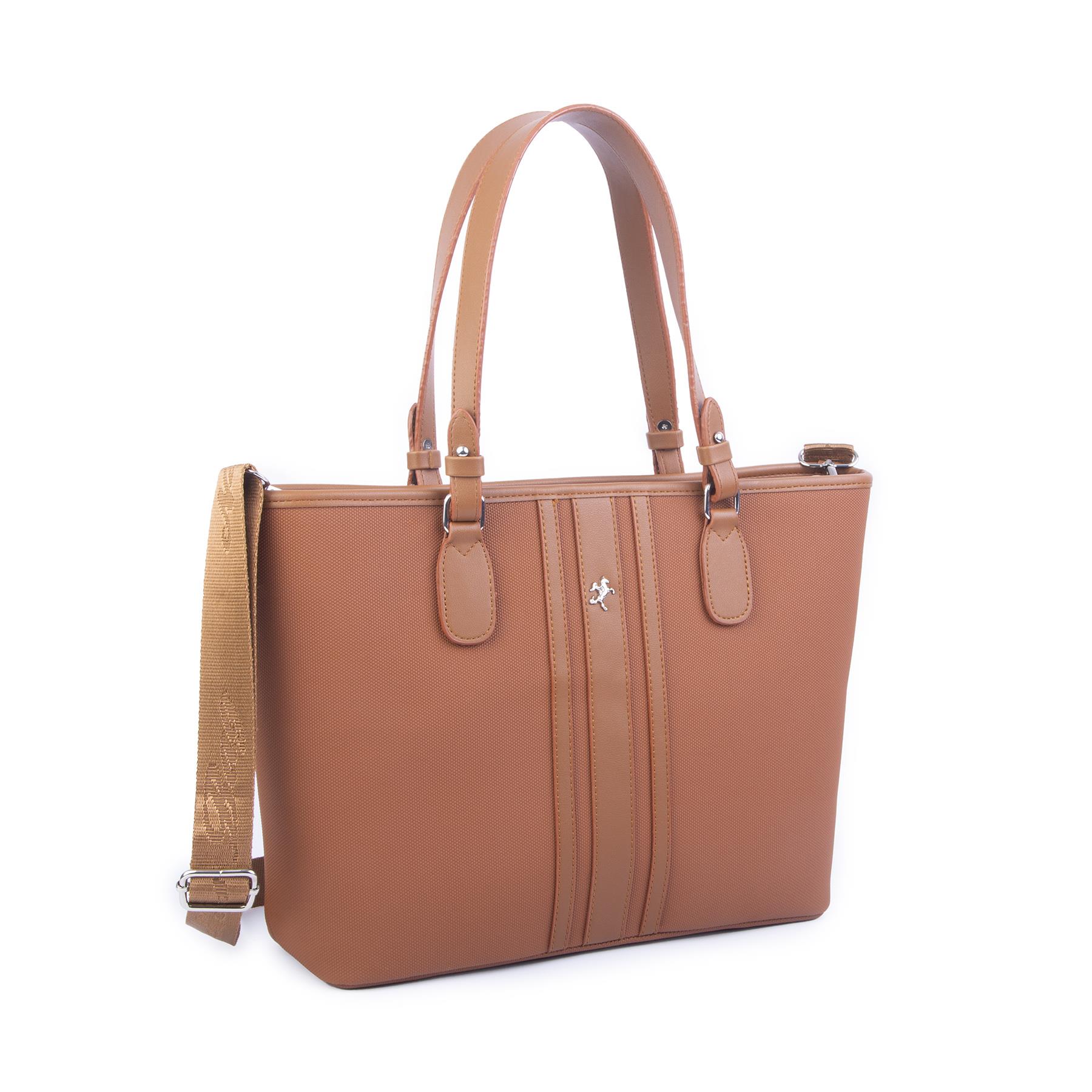 Nas Bag Kadın Omuz Çantası Spor Şık Ayarlanabilir Omuz Askılı Taba  Lacst (33x27x12 cm )