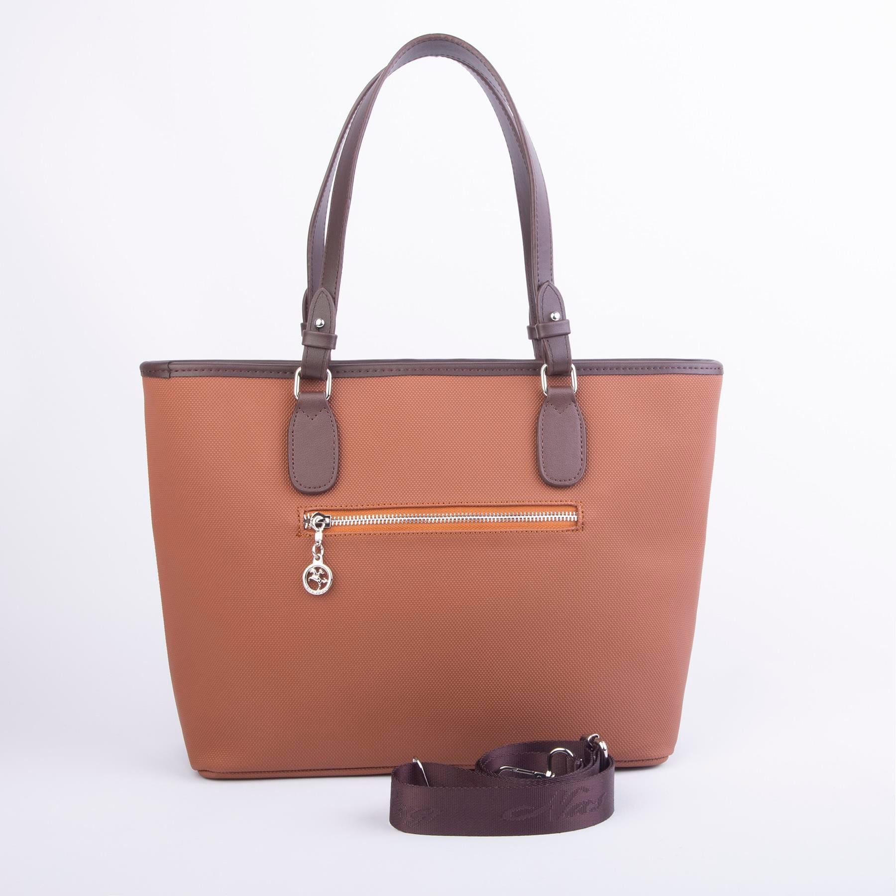 Nas Bag Kadın Omuz Çantası Spor Şık Ayarlanabilir Omuz Askılı Taba Kahve Kum Lacst (33x27x12 cm )