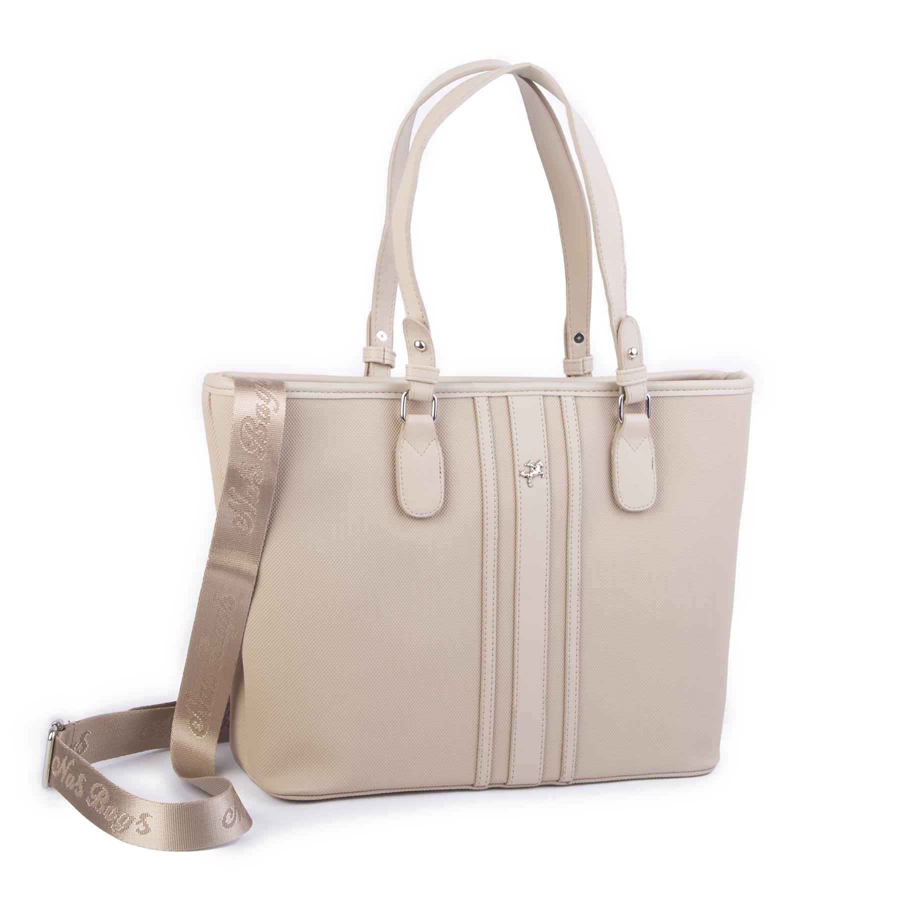 Nas Bag Kadın Omuz Çantası Spor Şık Ayarlanabilir Omuz Askılı  Kum  Lacst (33x27x12 cm )