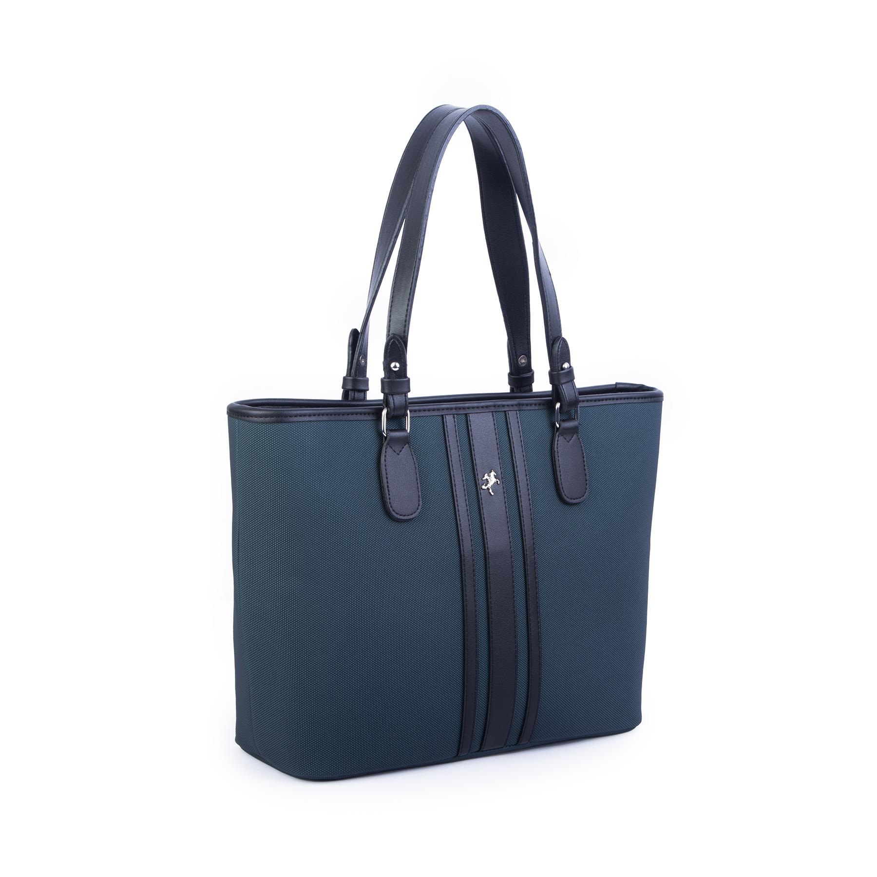Nas Bag Kadın Omuz Çantası Spor Şık Ayarlanabilir Omuz Askılı Petrol Siyah Lacst (33x27x12 cm )