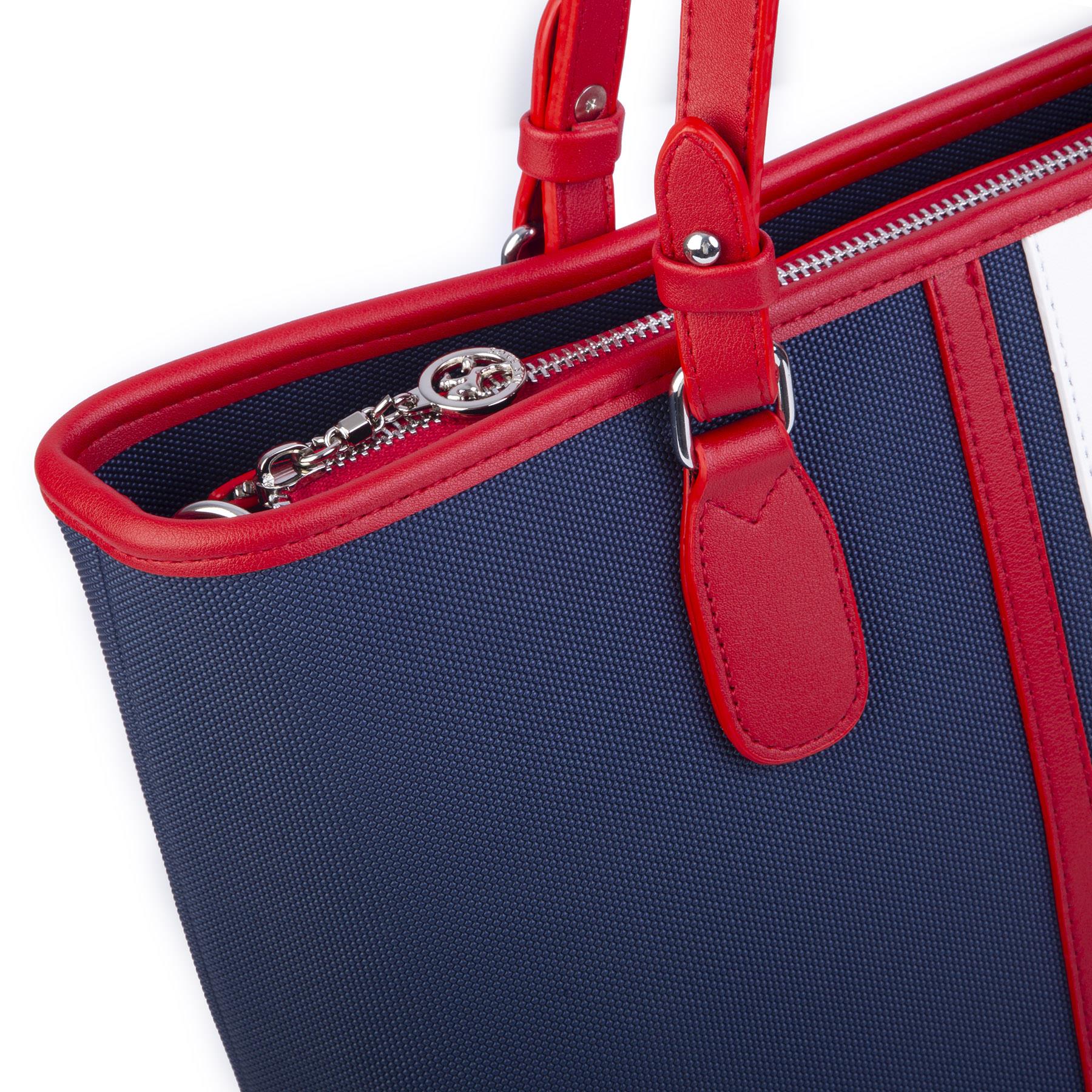 Nas Bag Kadın Omuz Çantası Spor Şık Ayarlanabilir Omuz Askılı Kırmızı Laci Beyaz Lacst (33x27x12 cm )
