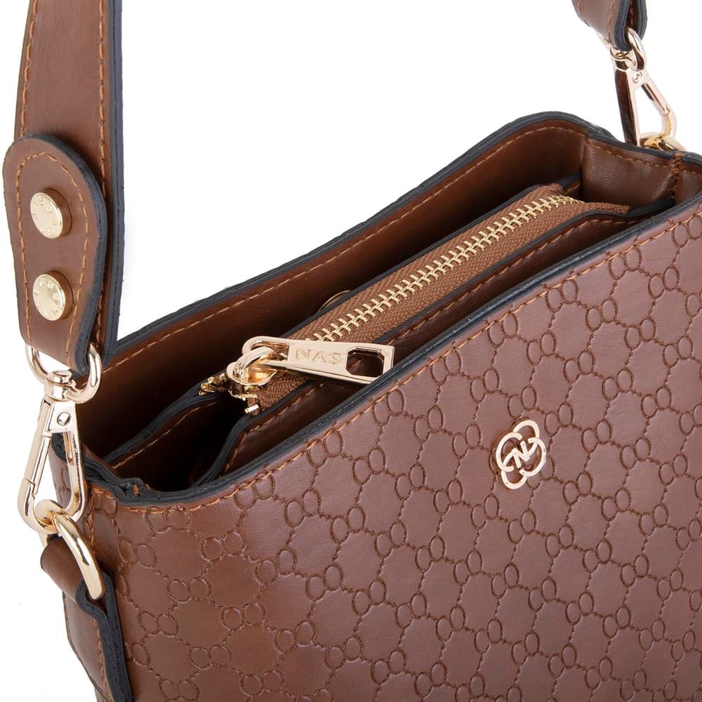 Nas Bag Kadın Mini Omuz ve Çapraz Çantası Taba Prd(en;19 cm ,boy;19 cm)