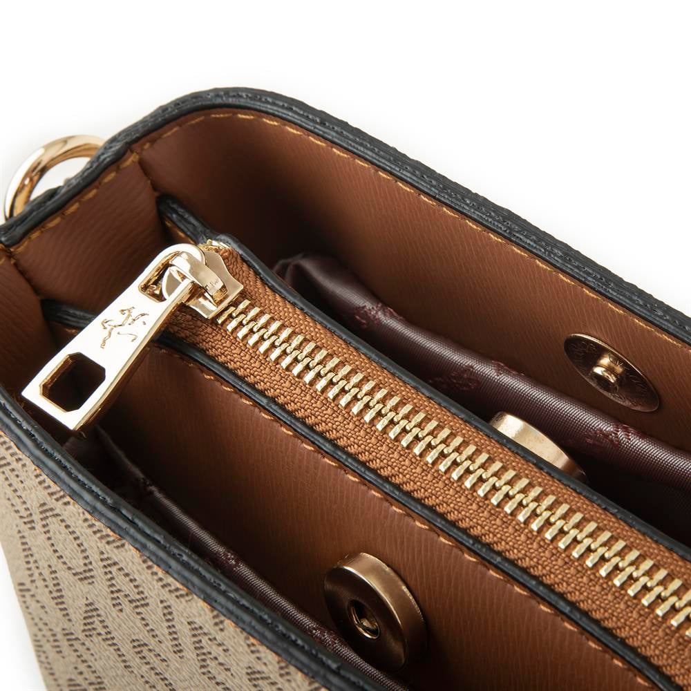 Nas Bag Kadın Omuz Çantası Vizon Taba Yazılı