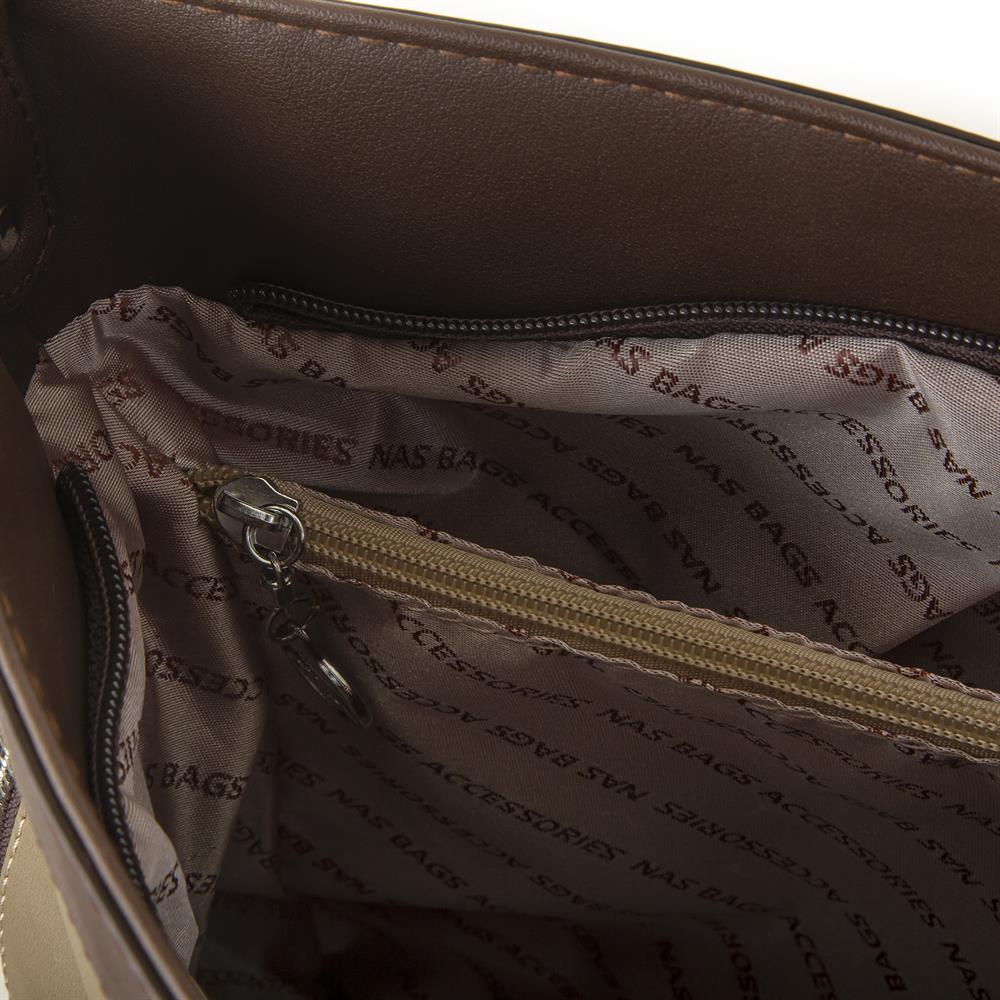 Nas Bag Kadın Omuz Çantası Vizon Taba Kahve Dona
