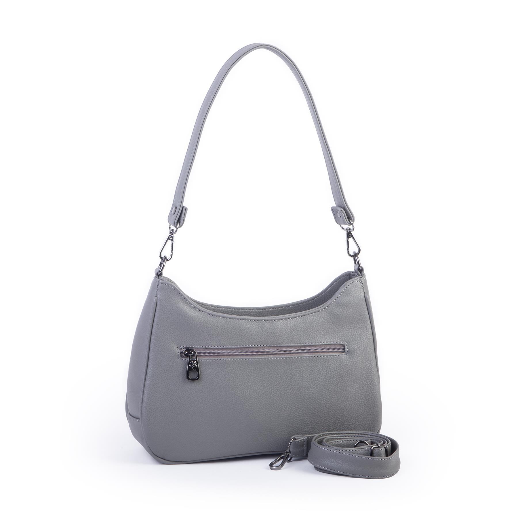 Nas Bag Kadın Omuz ve Çapraz Baget Çanta Gri Prestij ( 28x17  cm)