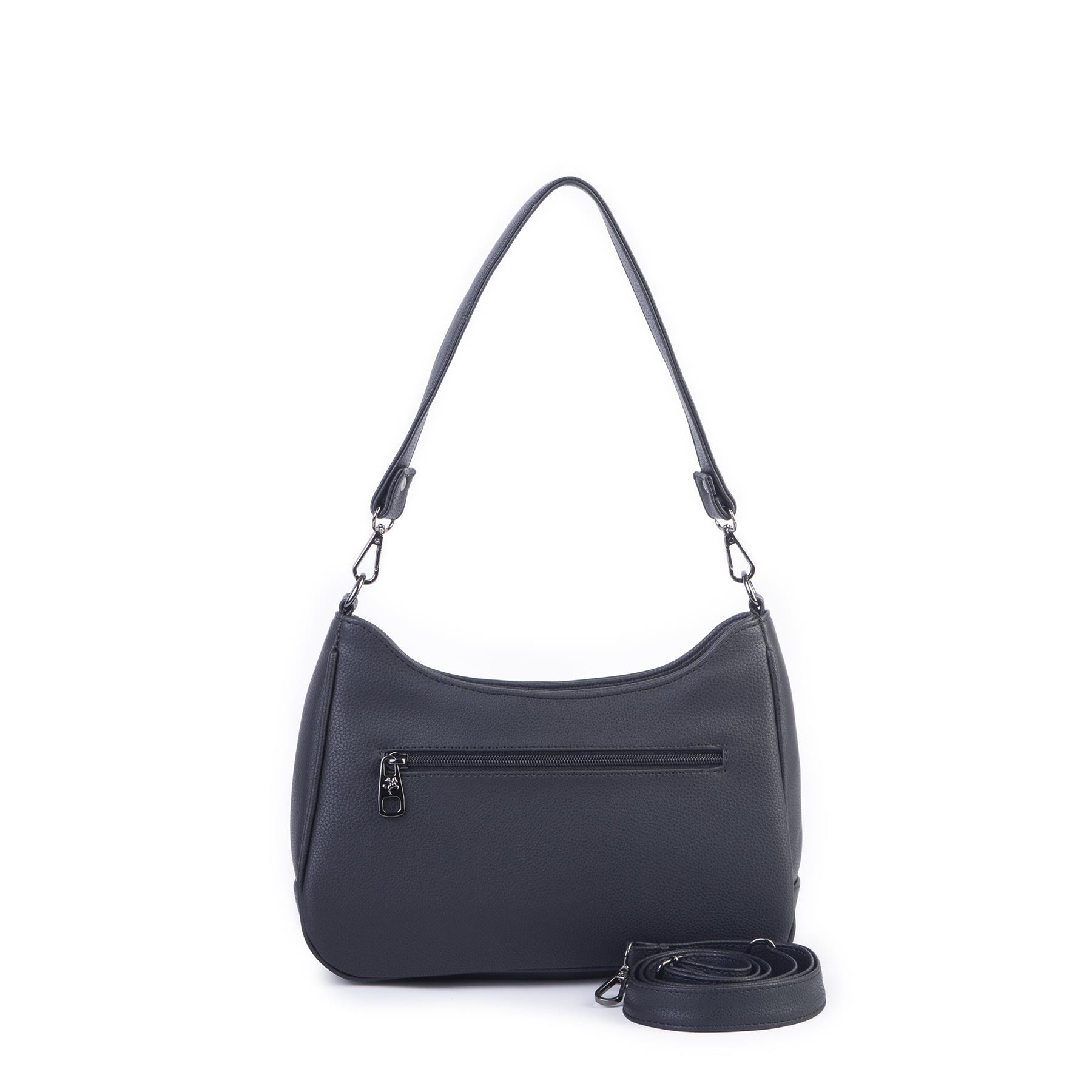 Nas Bag Kadın Omuz ve Çapraz Baget Çanta Siyah Prestij ( 28x17  cm)