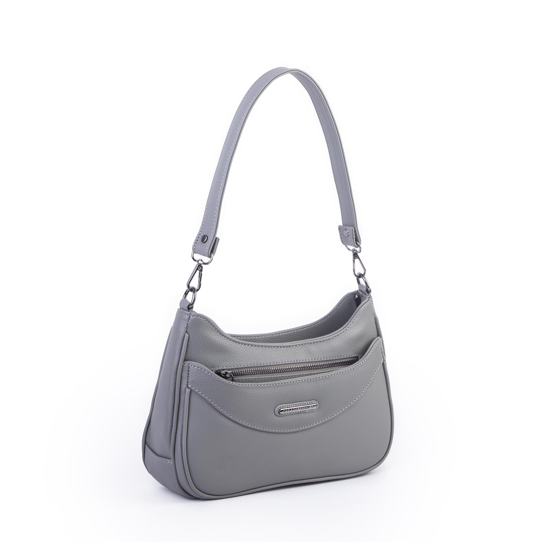 Nas Bag Kadın Omuz ve Çapraz Baget Çanta Gri Prestij ( 28x17  cm)