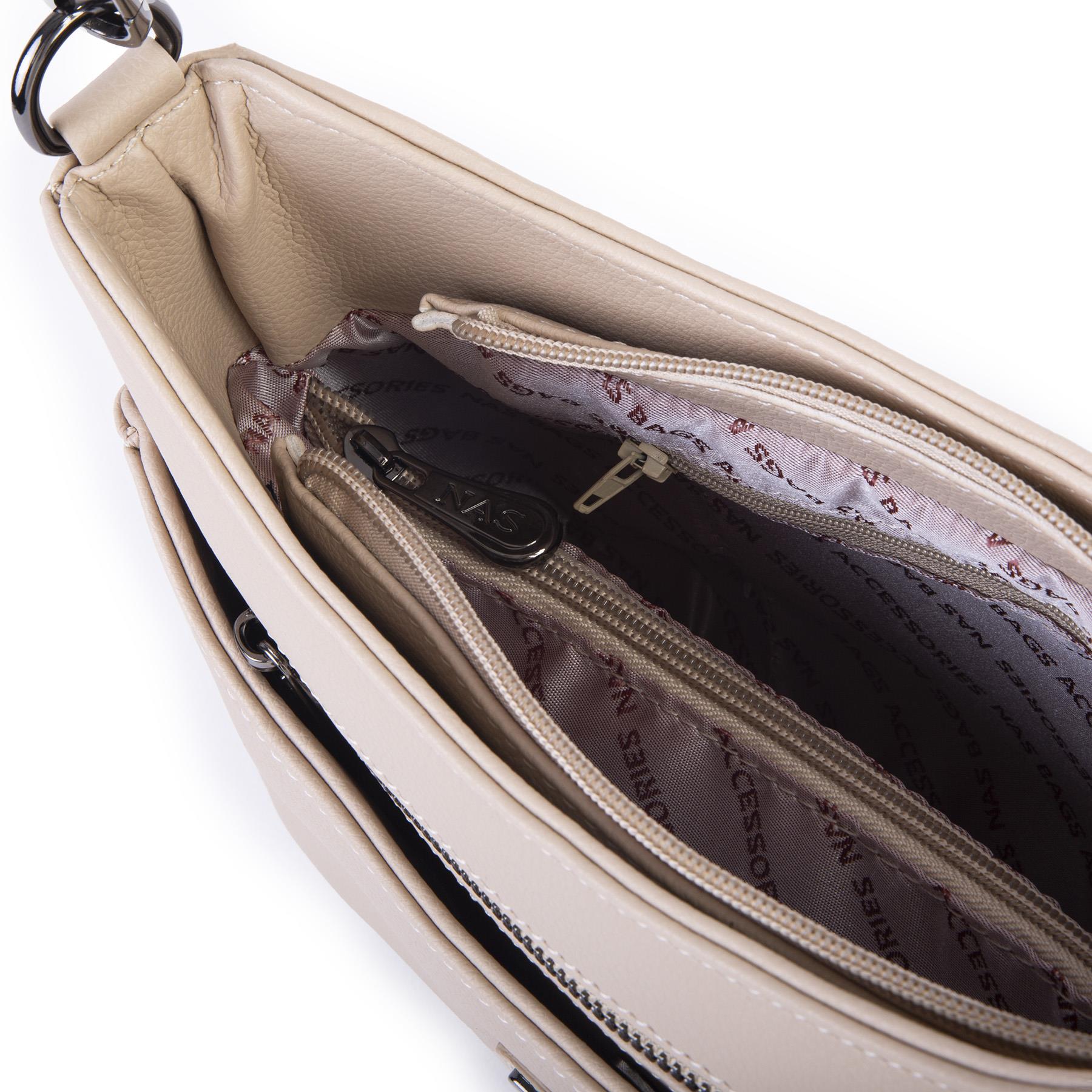 Nas Bag Kadın Omuz ve Çapraz Baget Çanta Kum  Prestij ( 28x17  cm)