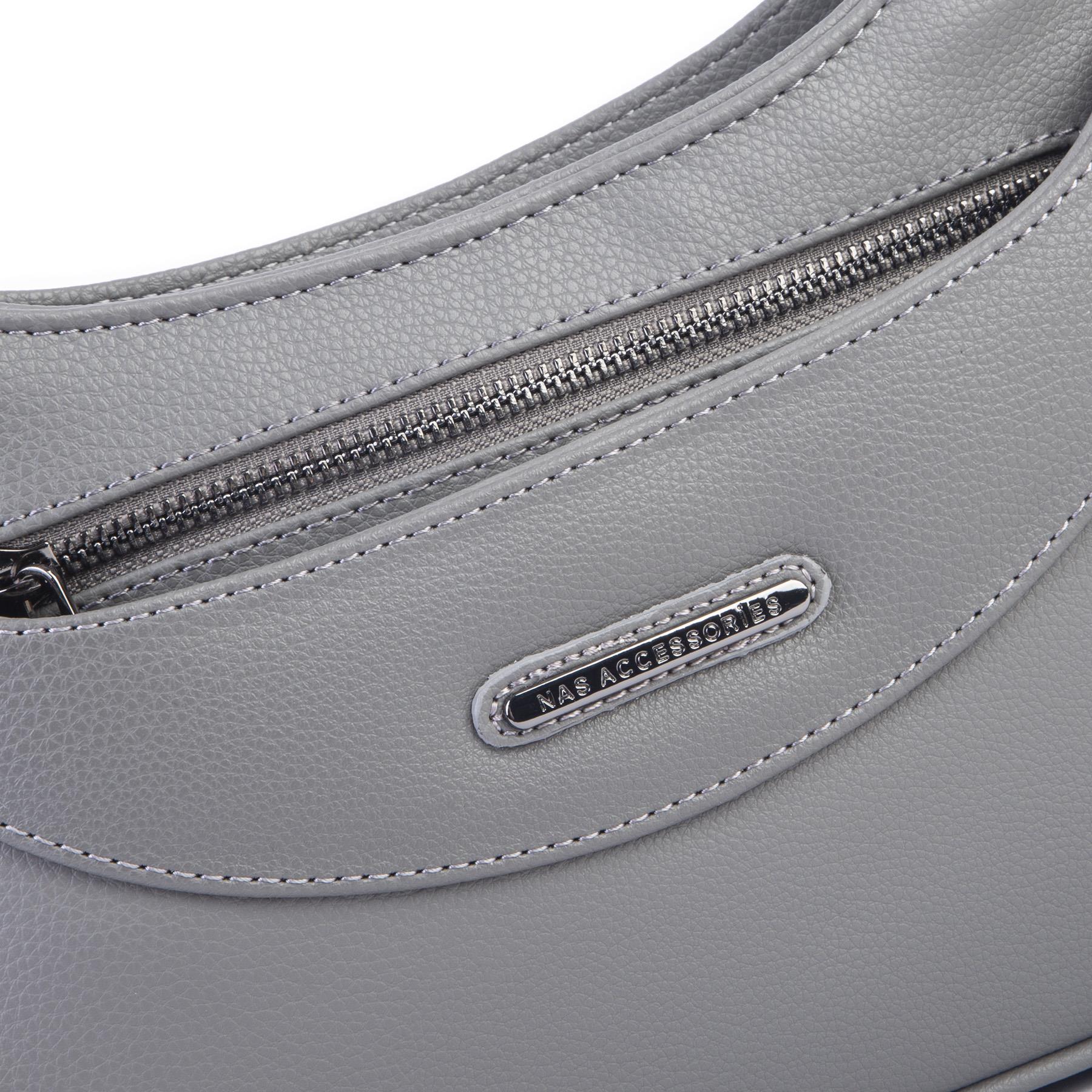 Nas Bag Kadın Omuz ve Çapraz Baget Çanta Gri Prestij ( 28x17  cm)