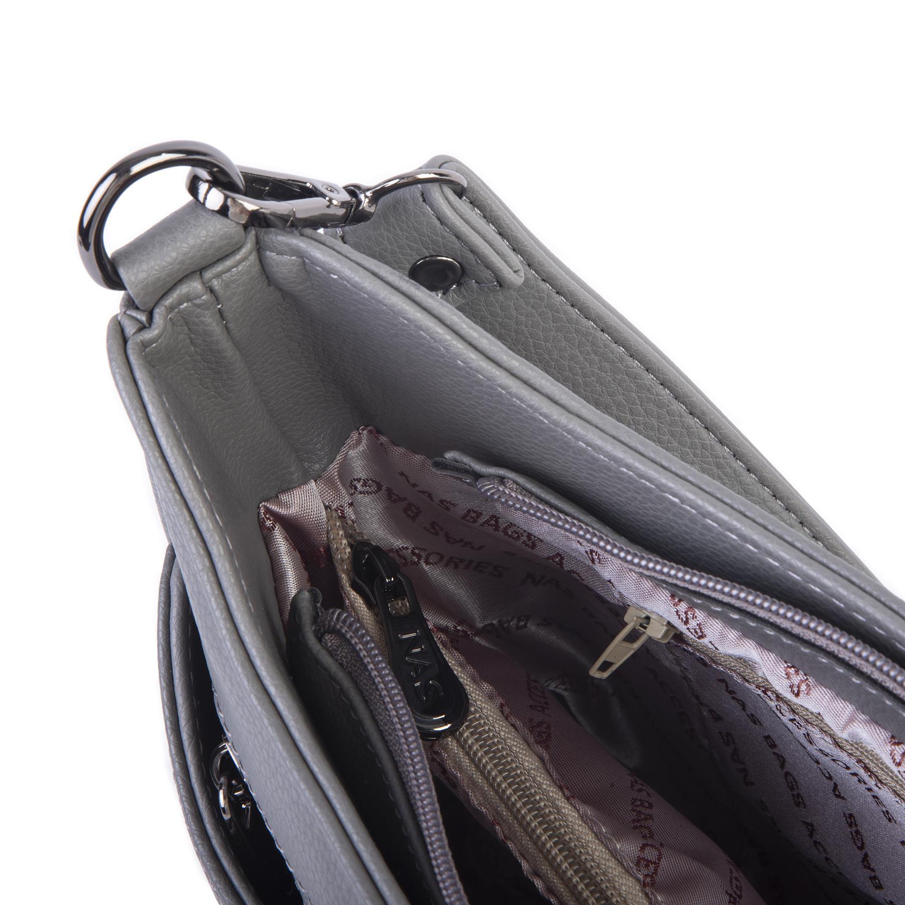 Nas Bag Kadın Omuz ve Çapraz Baget Çanta Gri Prestij ( 28x17  cm)