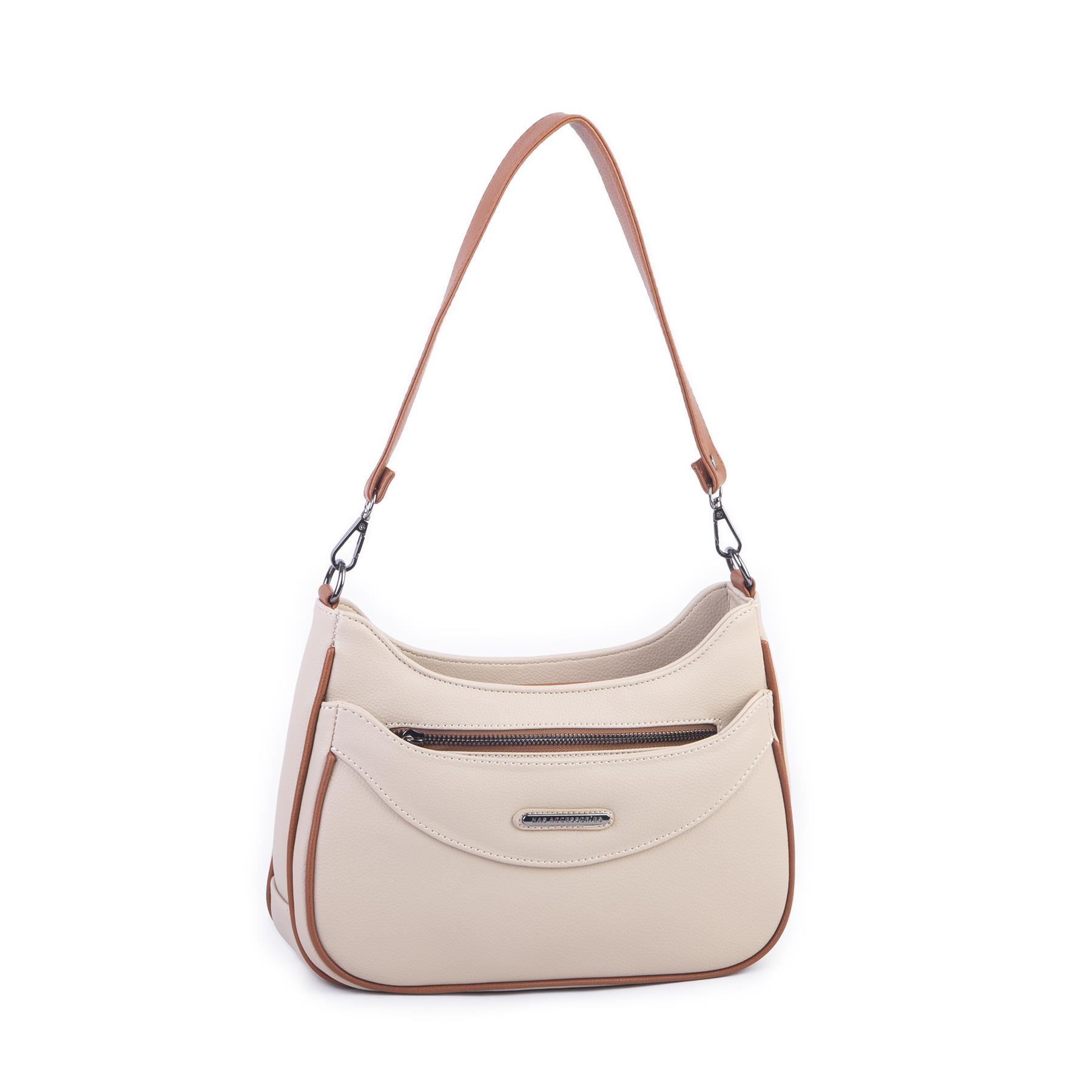 Nas Bag Kadın Omuz ve Çapraz Baget Çanta Kum Taba Prestij ( 28x17  cm)