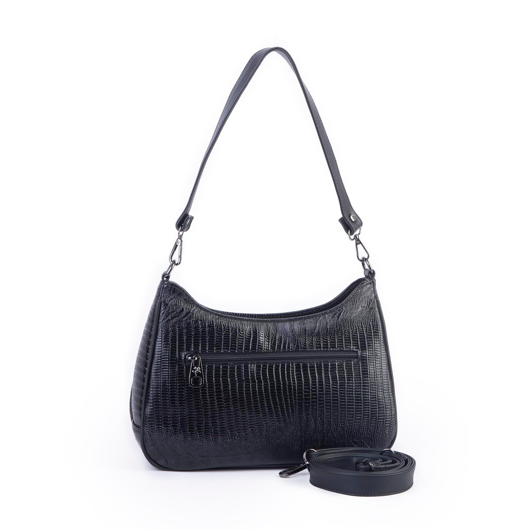 Nas Bag Kadın Omuz ve Çapraz Baget Çanta Siyah Lazer ( 28x17  cm)
