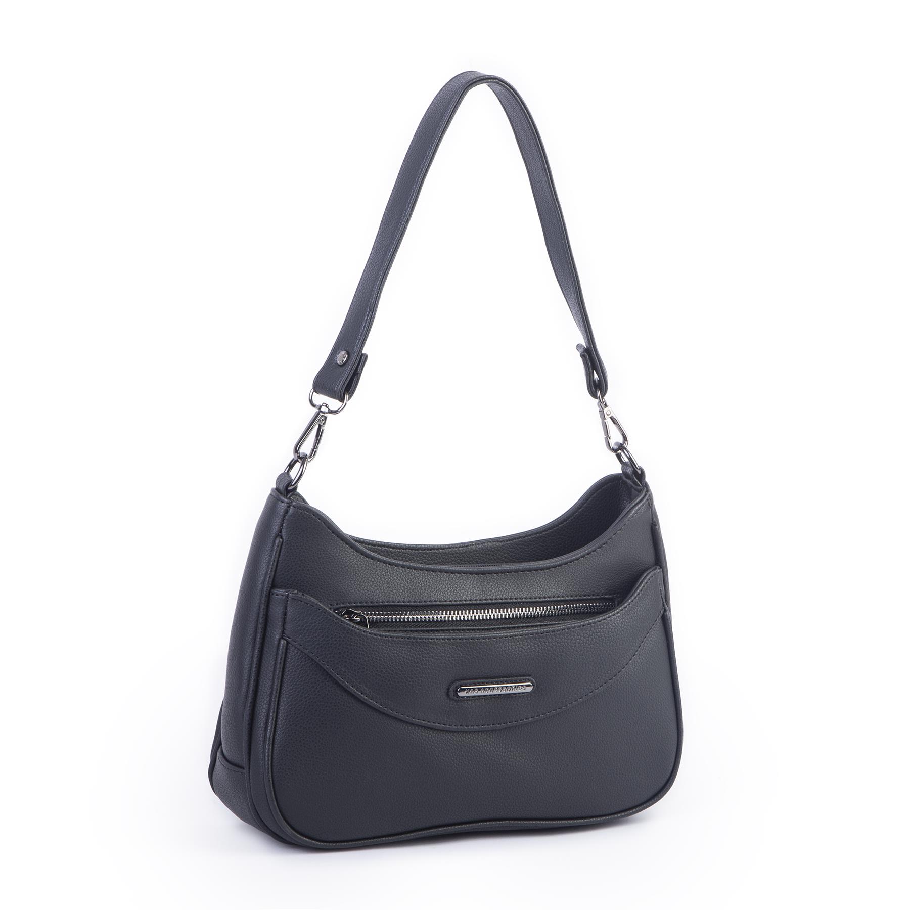Nas Bag Kadın Omuz ve Çapraz Baget Çanta Siyah Prestij ( 28x17  cm)