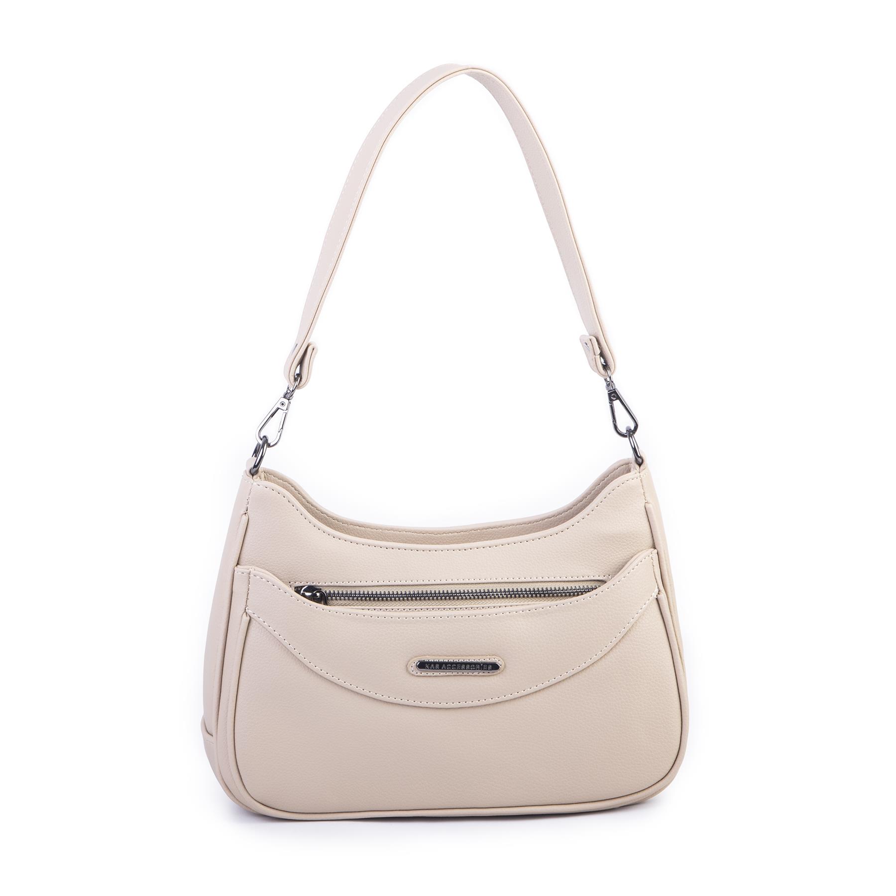 Nas Bag Kadın Omuz ve Çapraz Baget Çanta Kum  Prestij ( 28x17  cm)