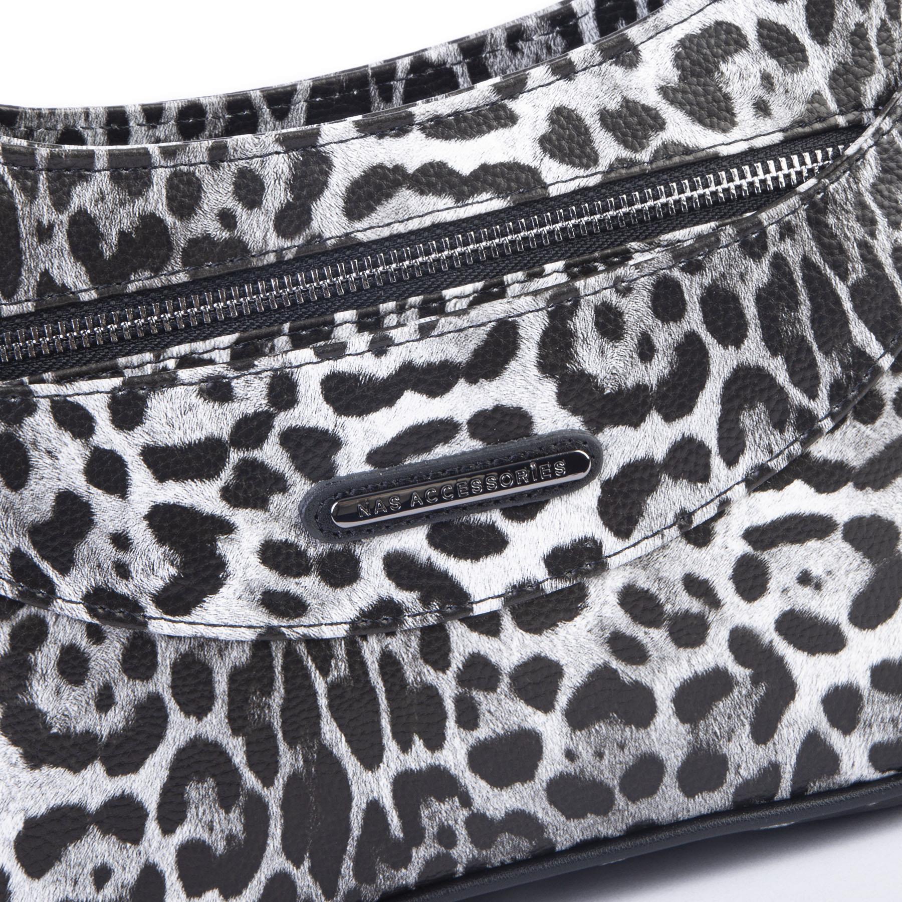 Nas Bag Kadın Omuz ve Çapraz Baget Çanta Siyah Leopar ( 28x17  cm)