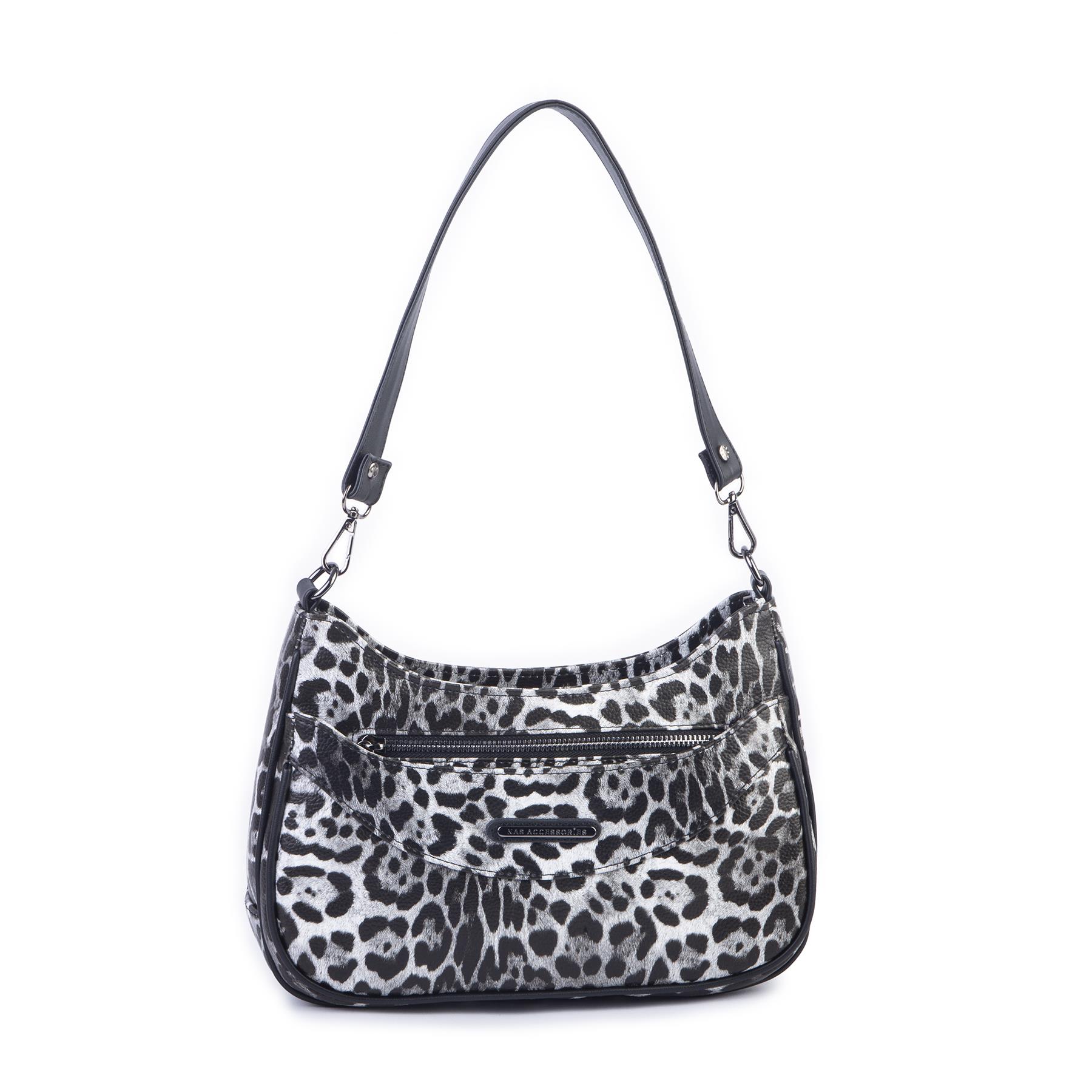 Nas Bag Kadın Omuz ve Çapraz Baget Çanta Siyah Leopar ( 28x17  cm)