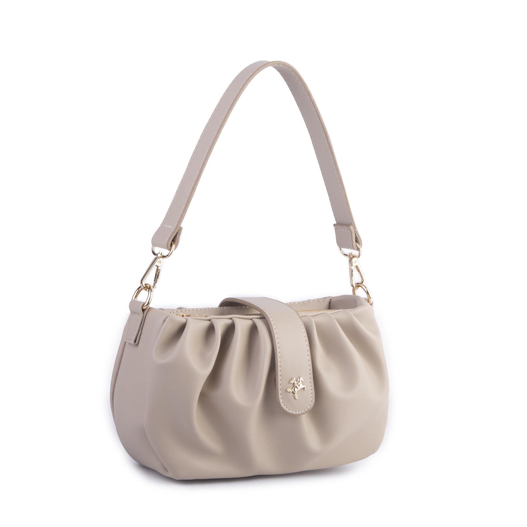 Nas Bag Kadın Omuz ve Çapraz Çanta Çift Askılı Kum Dona (24x18cm)
