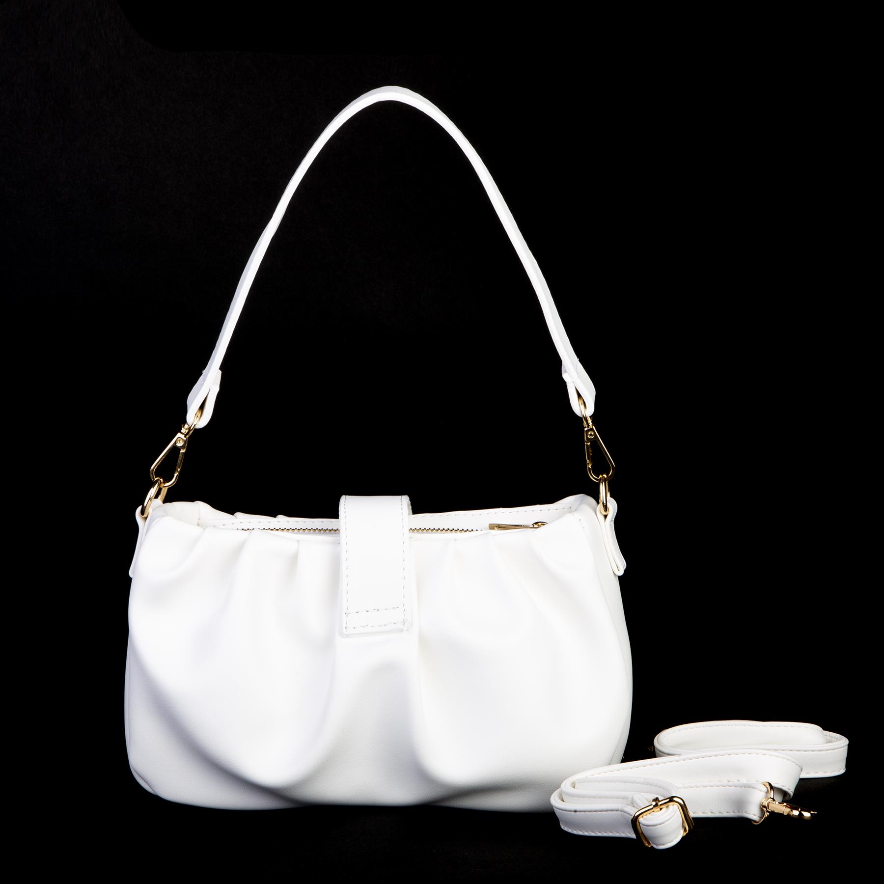Nas Bag Kadın Omuz ve Çapraz Çanta Çift Askılı Beyaz Dona (24x18cm)