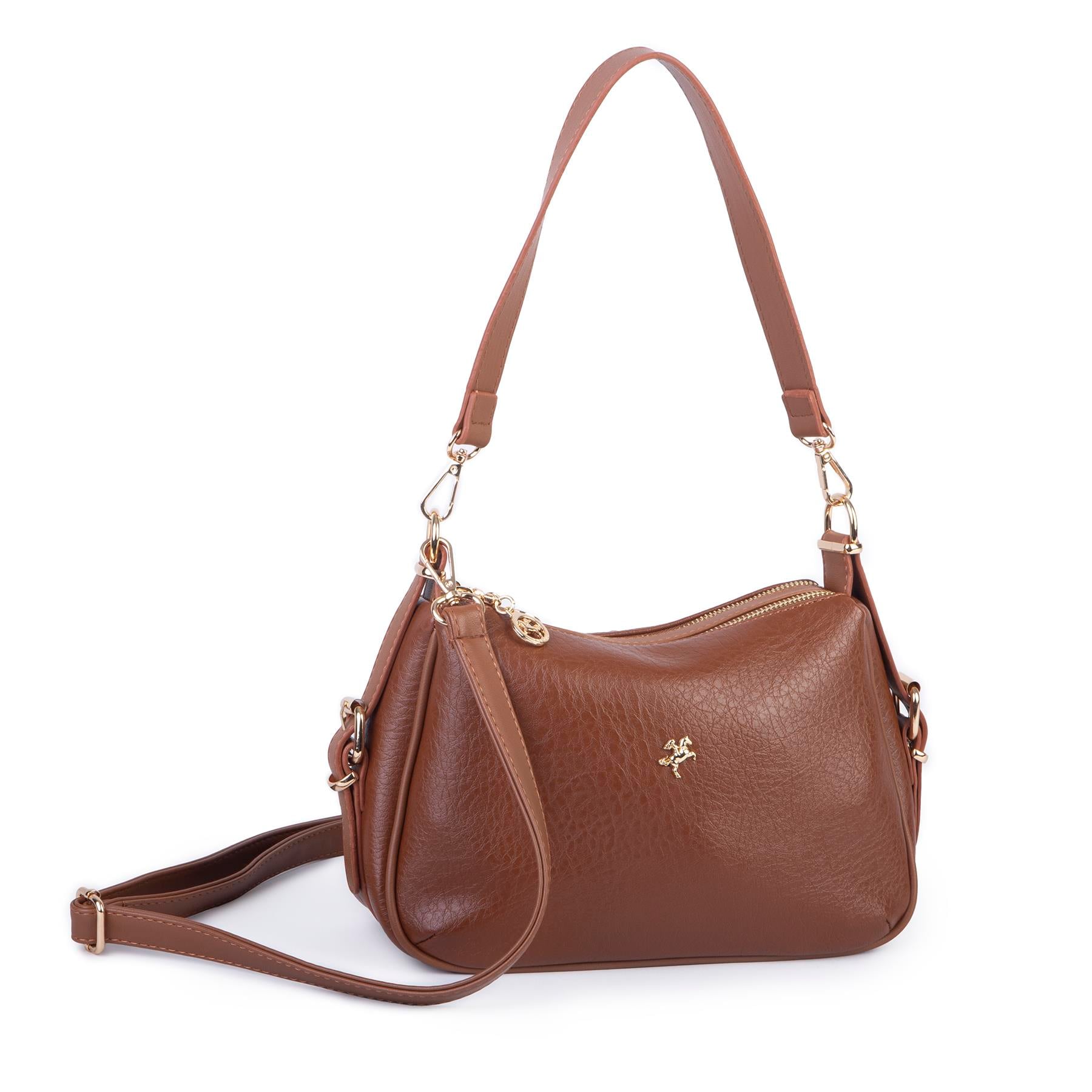 Nas Bag Kadın Omuz ve Çapraz Çanta Çok Gözlü Şık Tasarım (28x18 cm) Taba Victoria