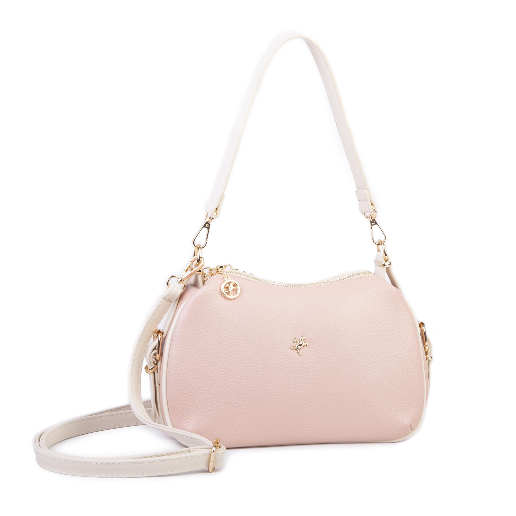 Nas Bag Kadın Omuz ve Çapraz Çanta Çok Gözlü Şık Tasarım (28x18 cm) Pudra Krem  Lopez
