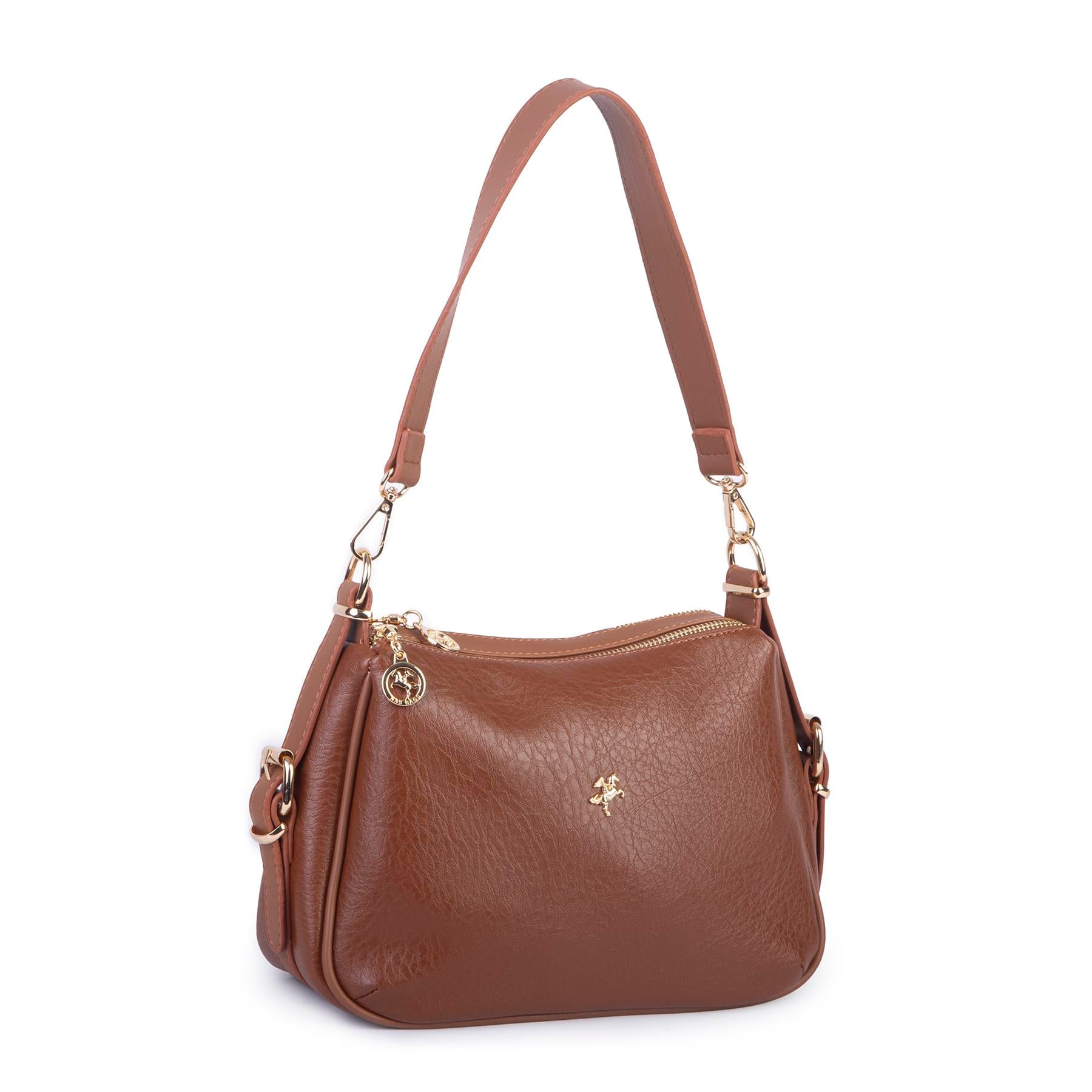 Nas Bag Kadın Omuz ve Çapraz Çanta Çok Gözlü Şık Tasarım (28x18 cm) Taba Victoria