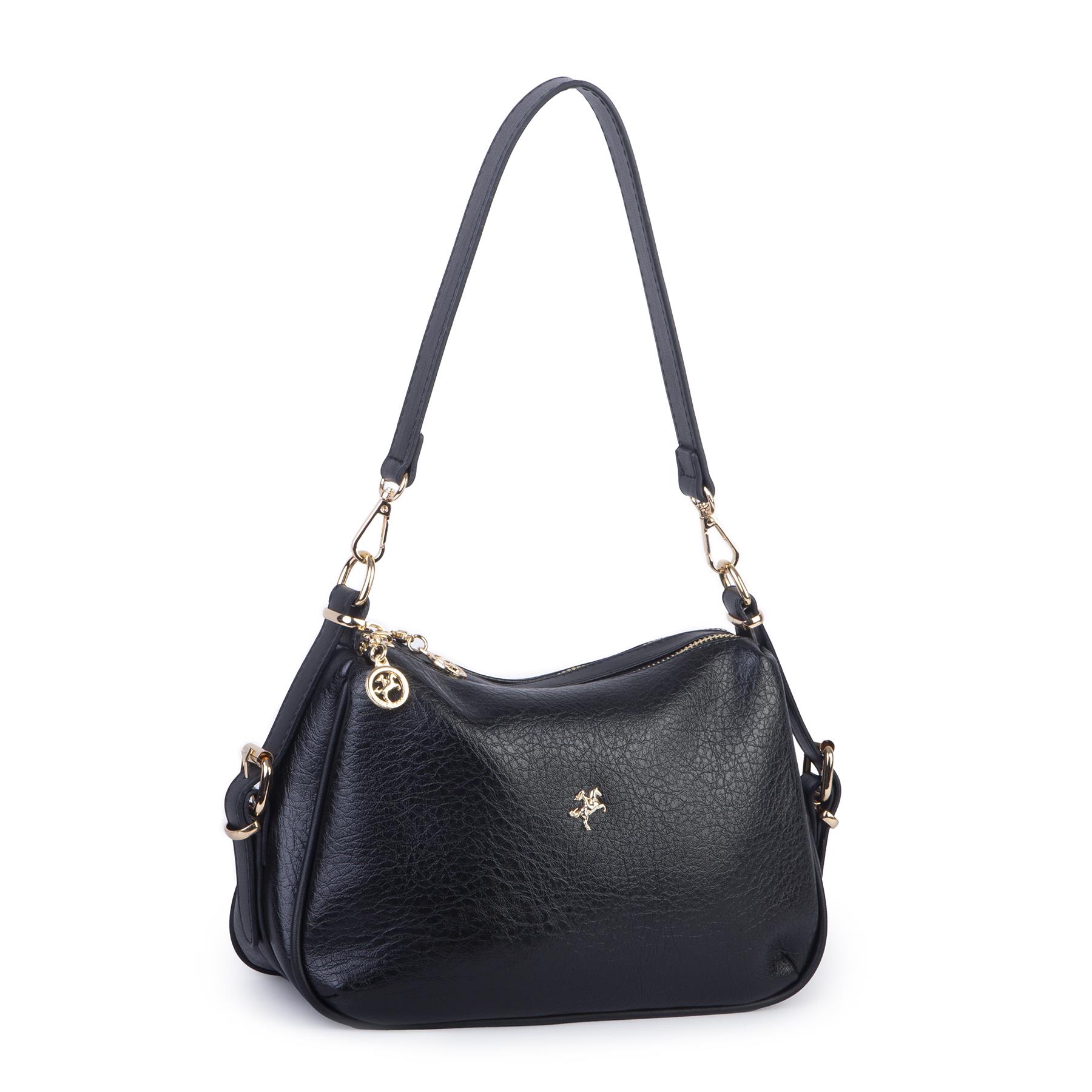 Nas Bag Kadın Omuz ve Çapraz Çanta Çok Gözlü Şık Tasarım (28x18 cm) Siyah Victoria