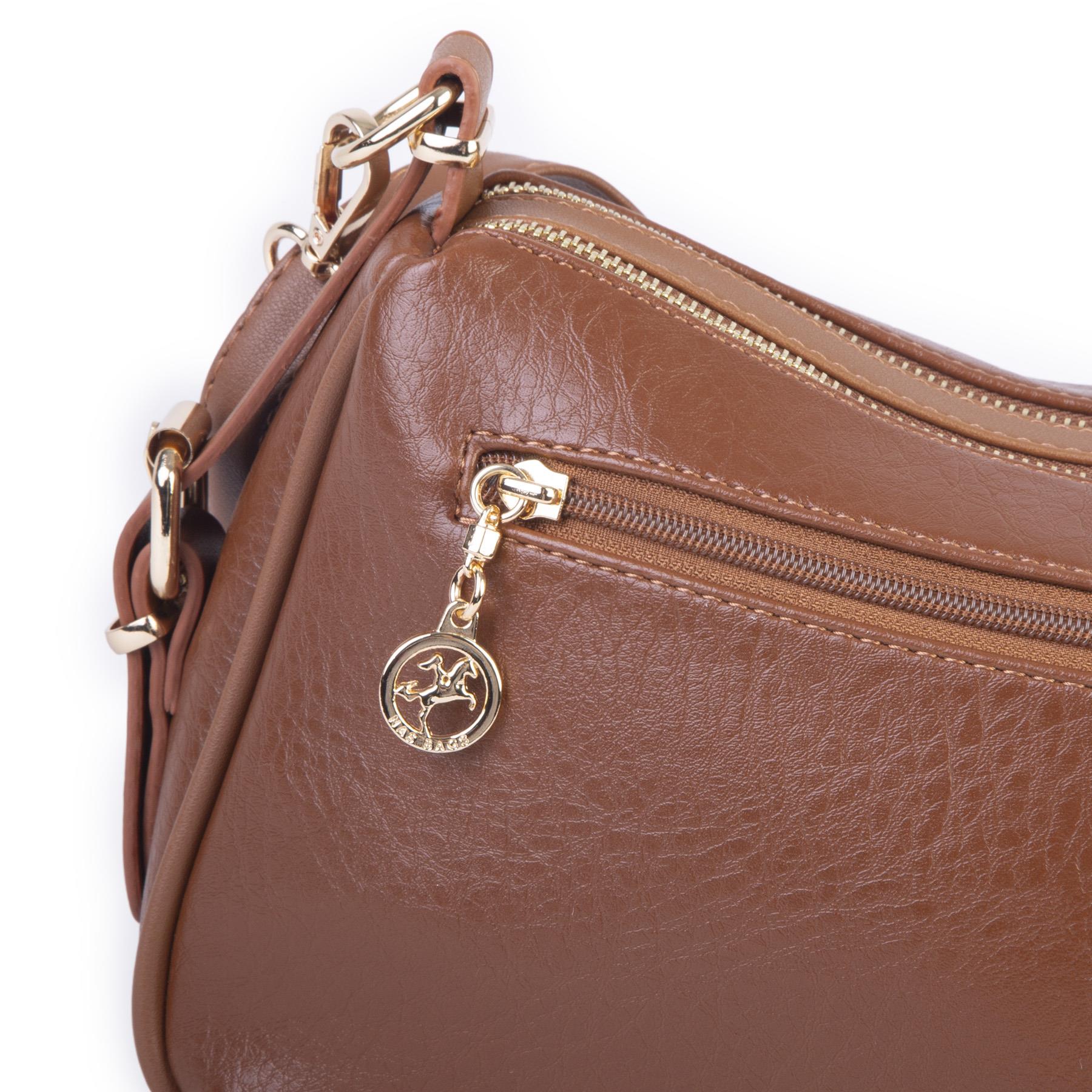 Nas Bag Kadın Omuz ve Çapraz Çanta Çok Gözlü Şık Tasarım (28x18 cm) Taba Victoria