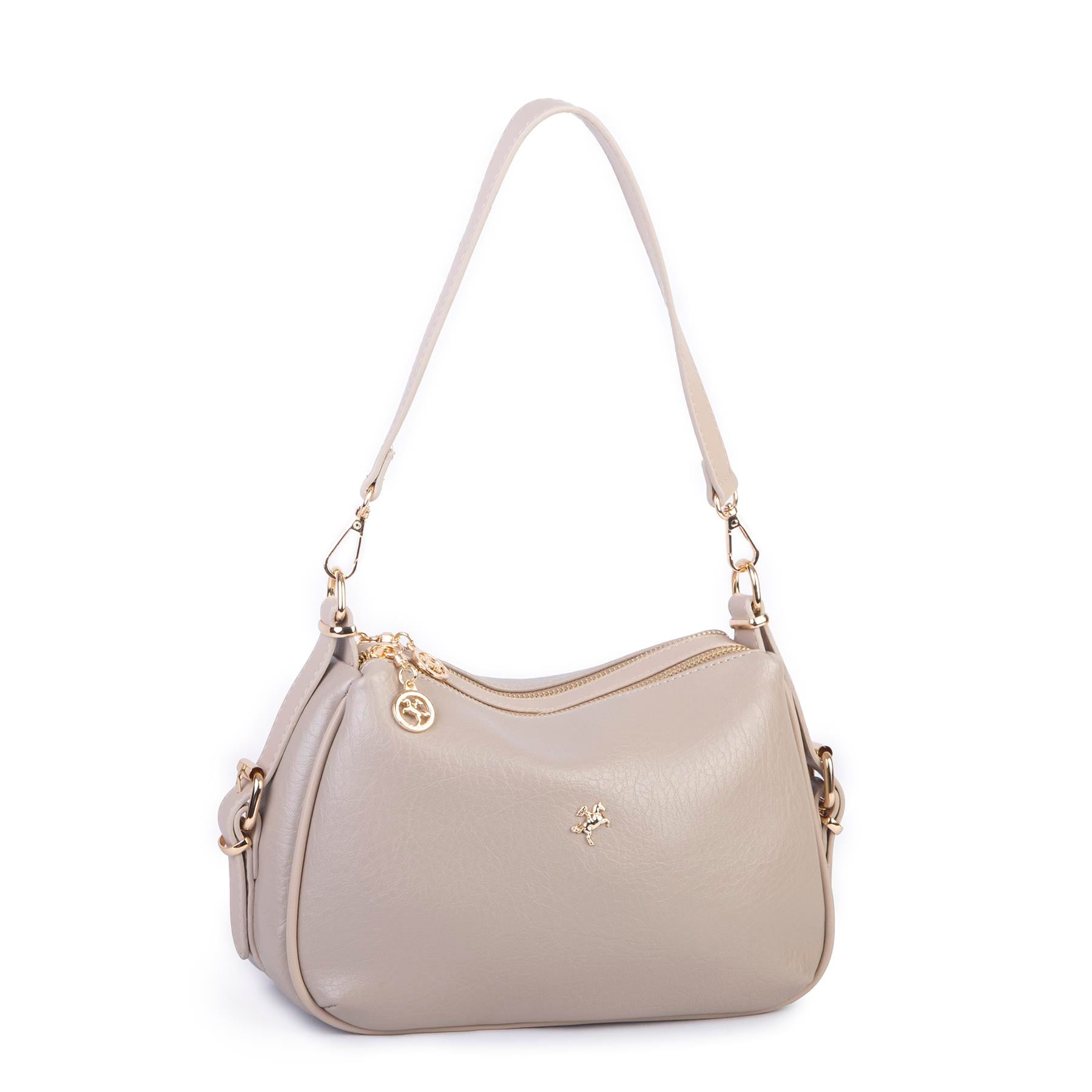 Nas Bag Kadın Omuz ve Çapraz Çanta Çok Gözlü Şık Tasarım (28x18 cm) Kum Victoria