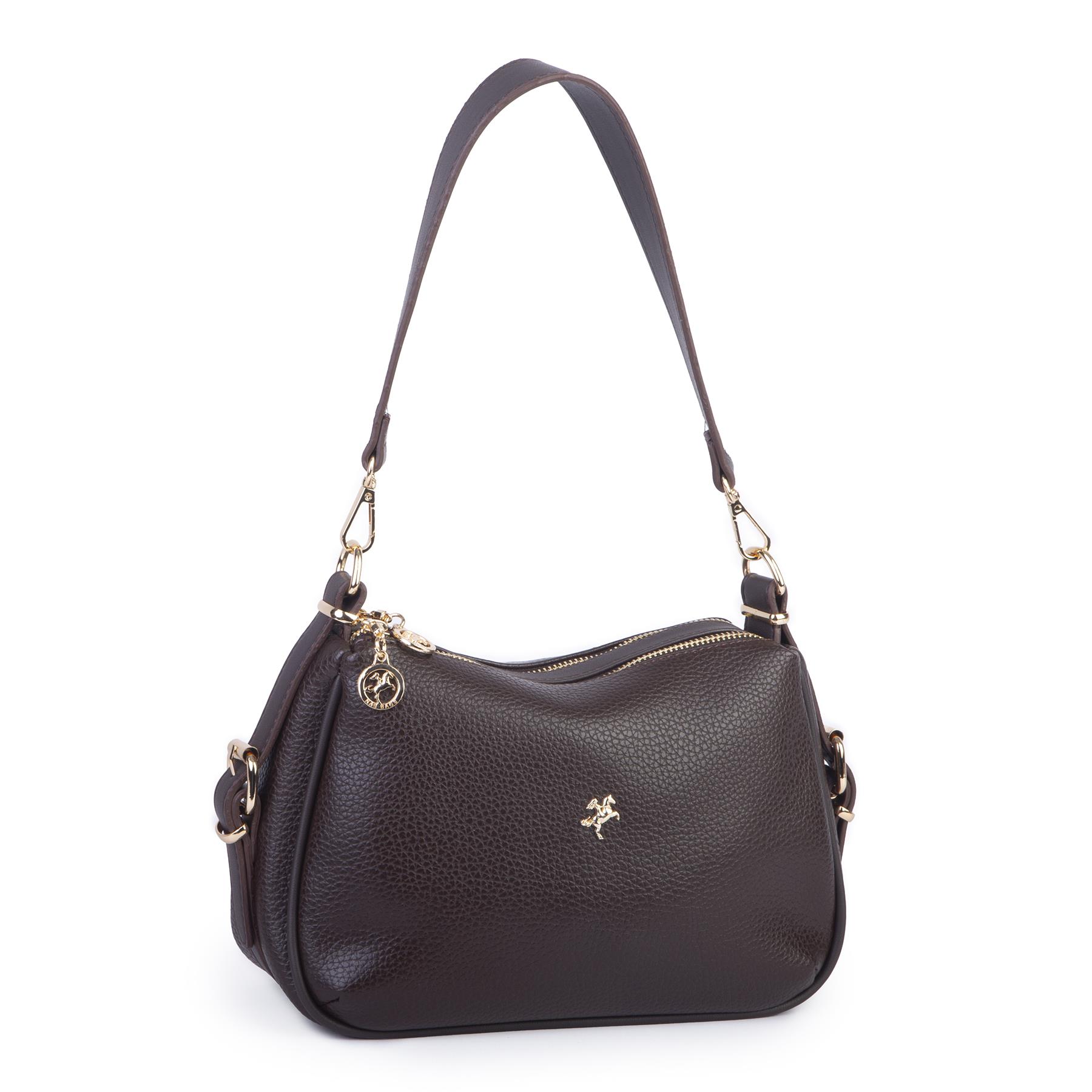 Nas Bag Kadın Omuz ve Çapraz Çanta Çok Gözlü Şık Tasarım (28x18 cm) Kahve Lopez