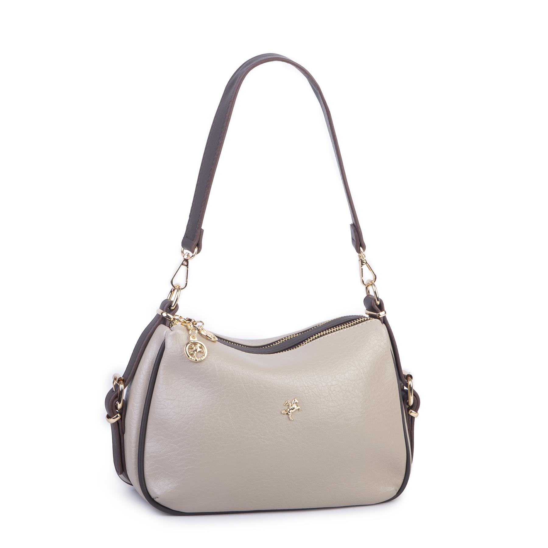 Nas Bag Kadın Omuz ve Çapraz Çanta Çok Gözlü Şık Tasarım (28x18 cm) Kum Kahve Victoria